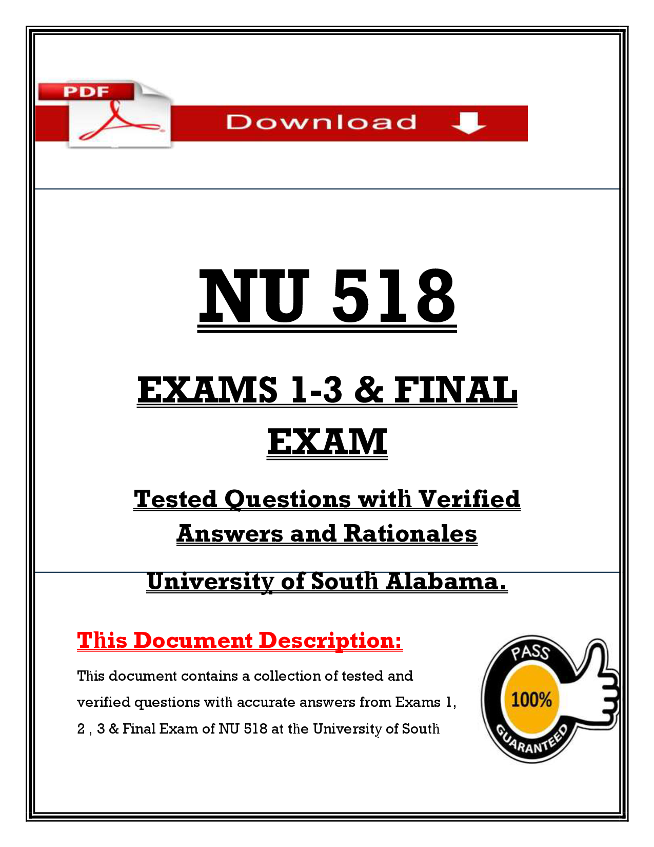 NU 518 Exams 1-3 and Final Exam Practice Questions