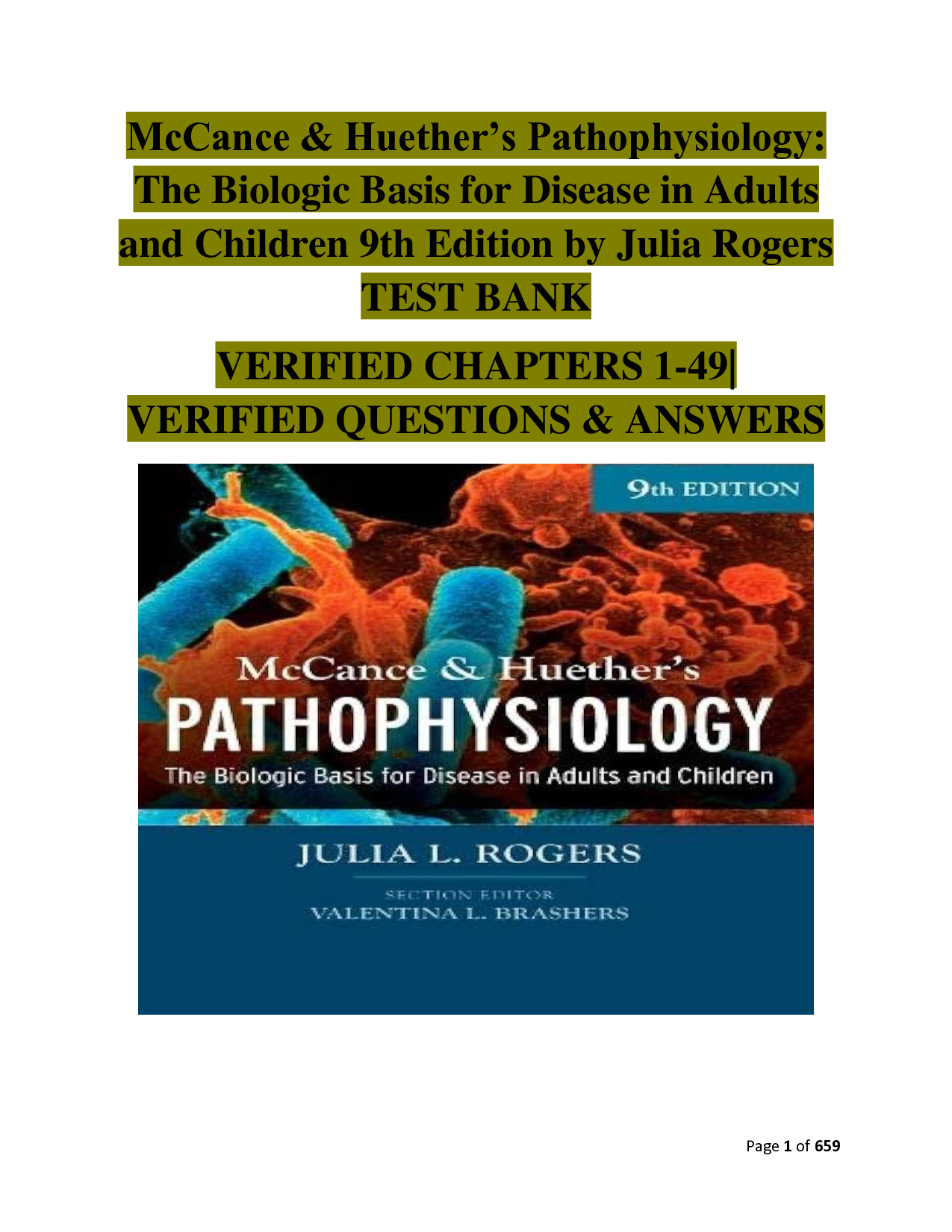 McCance & Huether's Pathophysiology, 9th Edition Test Bank