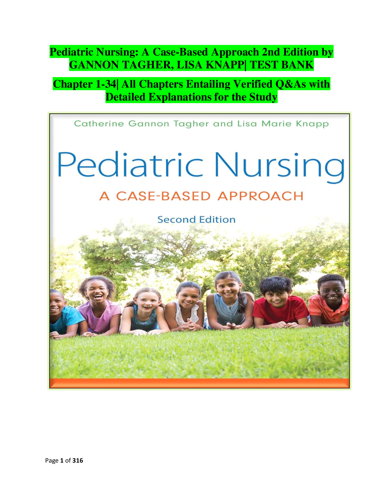 Pediatric Nursing: A Case-Based Approach, 2nd Edition Test Bank