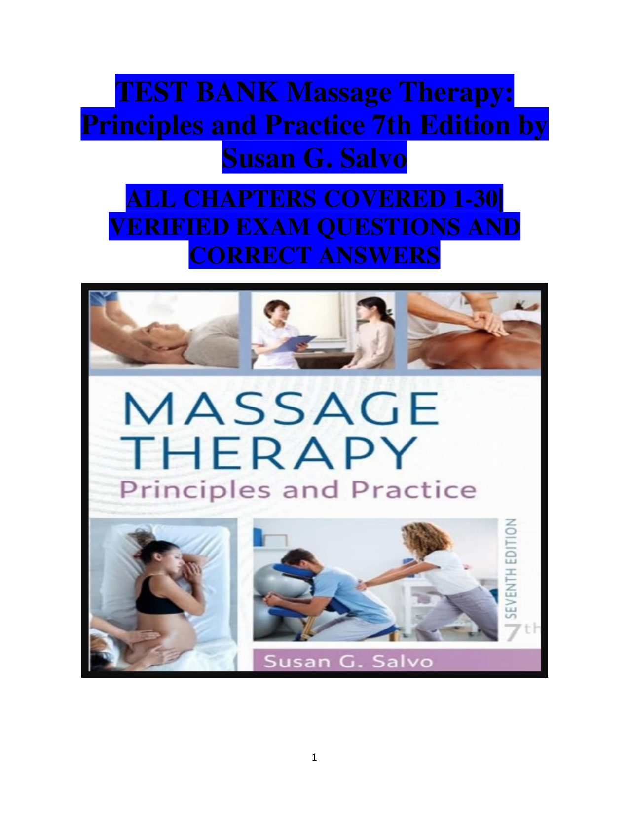 Massage Therapy: Principles and Practice, 7th Edition Test Bank