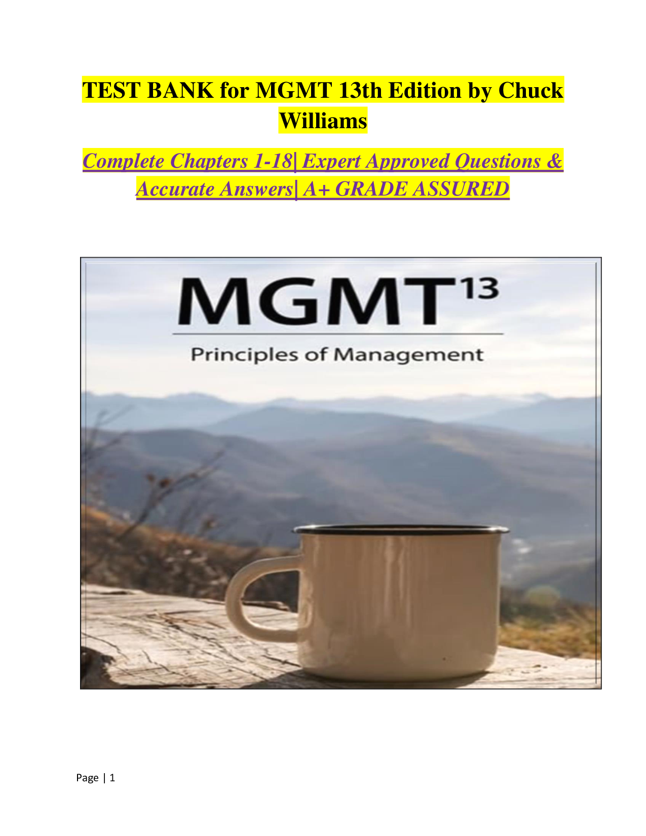 MGMT 13th Edition by Chuck Williams Test Bank