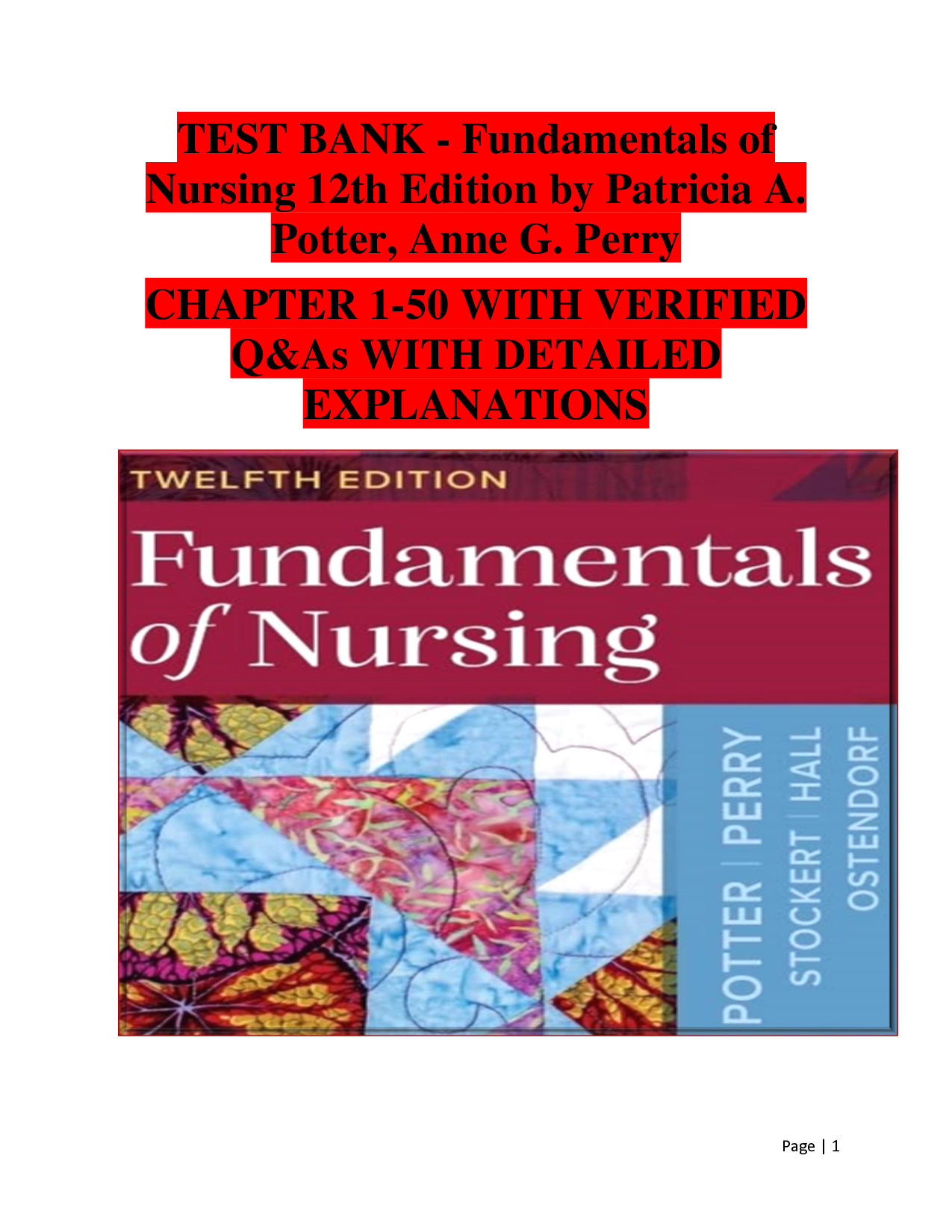 Fundamentals of Nursing, 12th Edition Test Bank