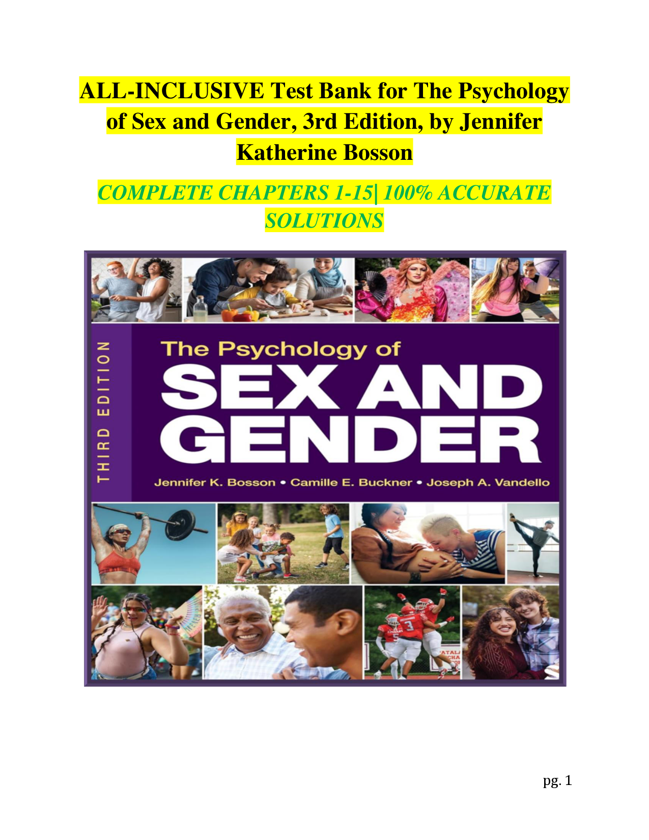 The Psychology of Sex and Gender, 3rd Edition Test Bank
