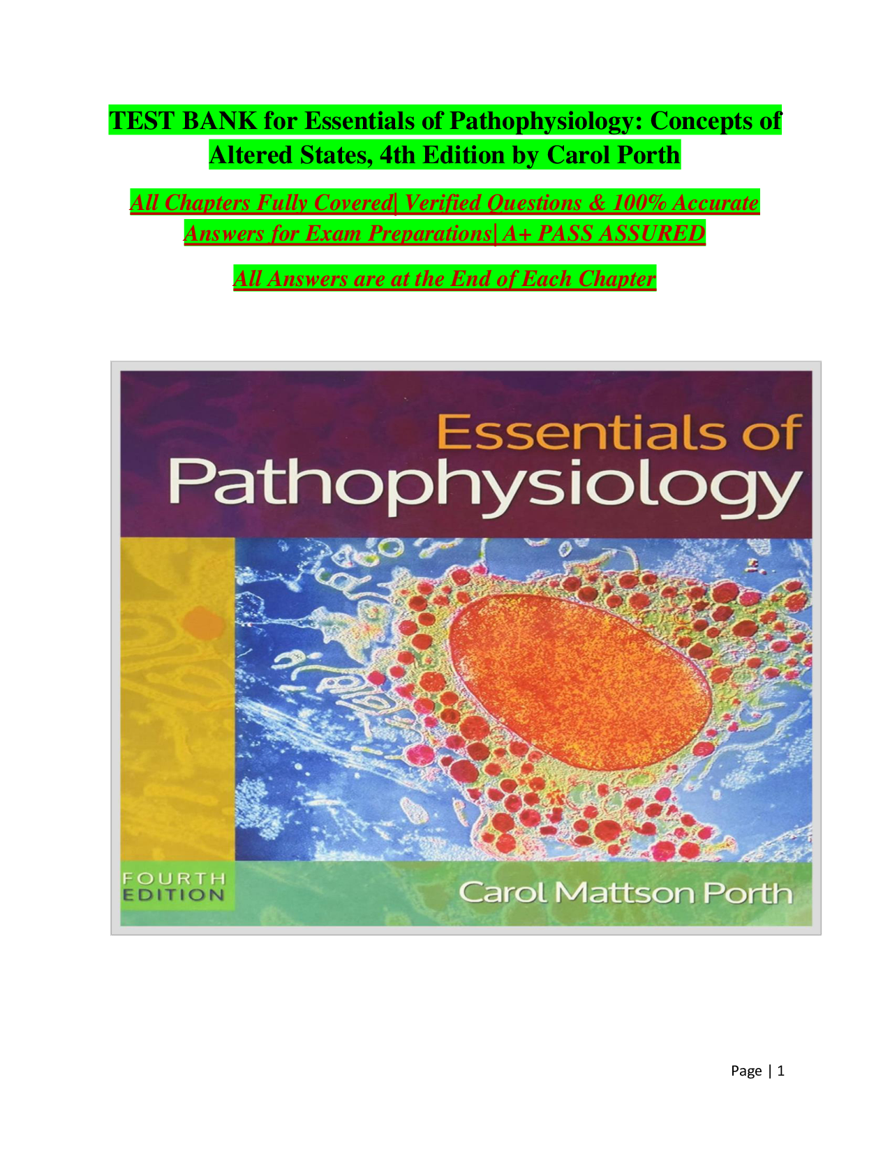 Essentials of Pathophysiology: Concepts of Altered States, 4th Edition Test Bank