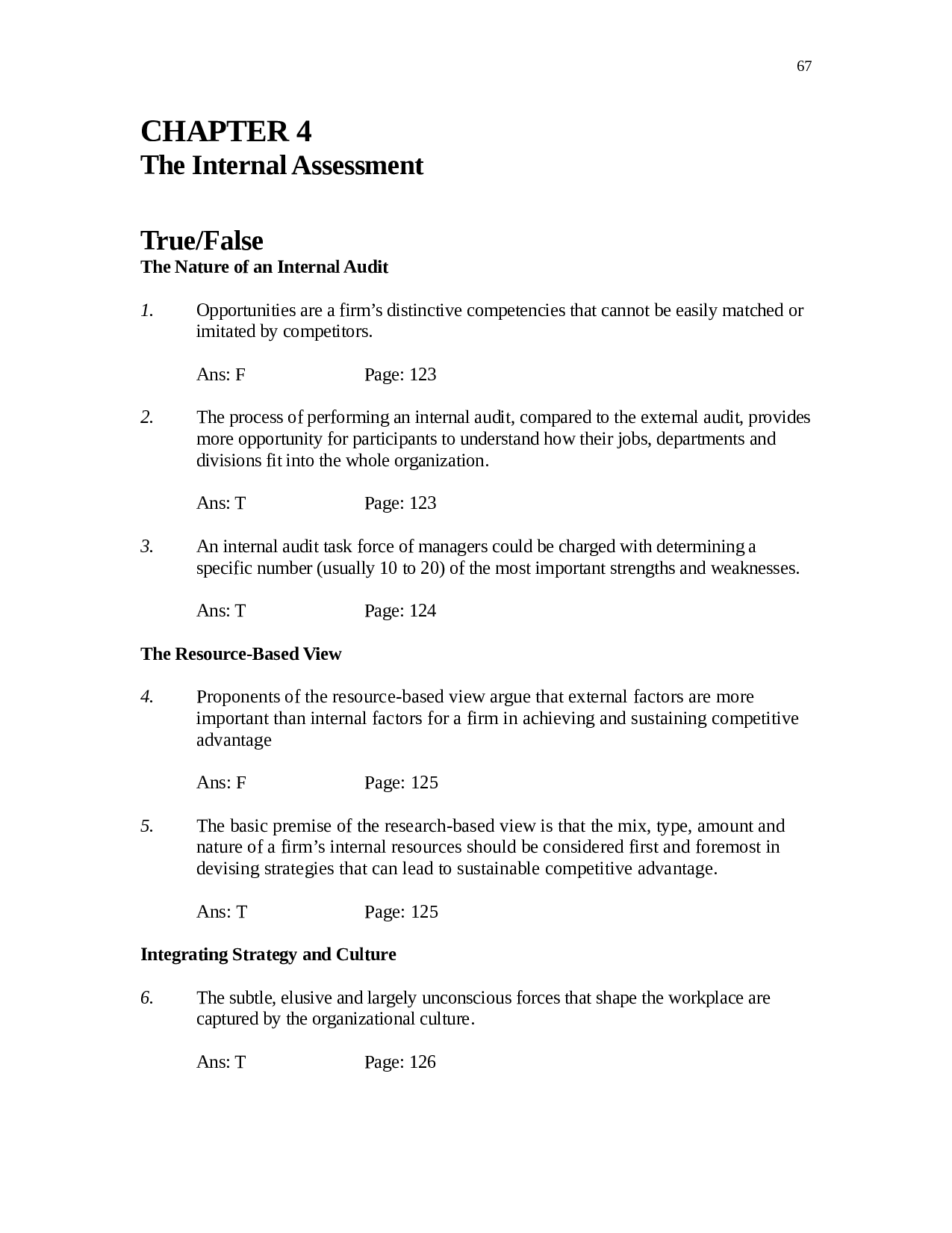 Strategic Management: The Internal Assessment Test Bank