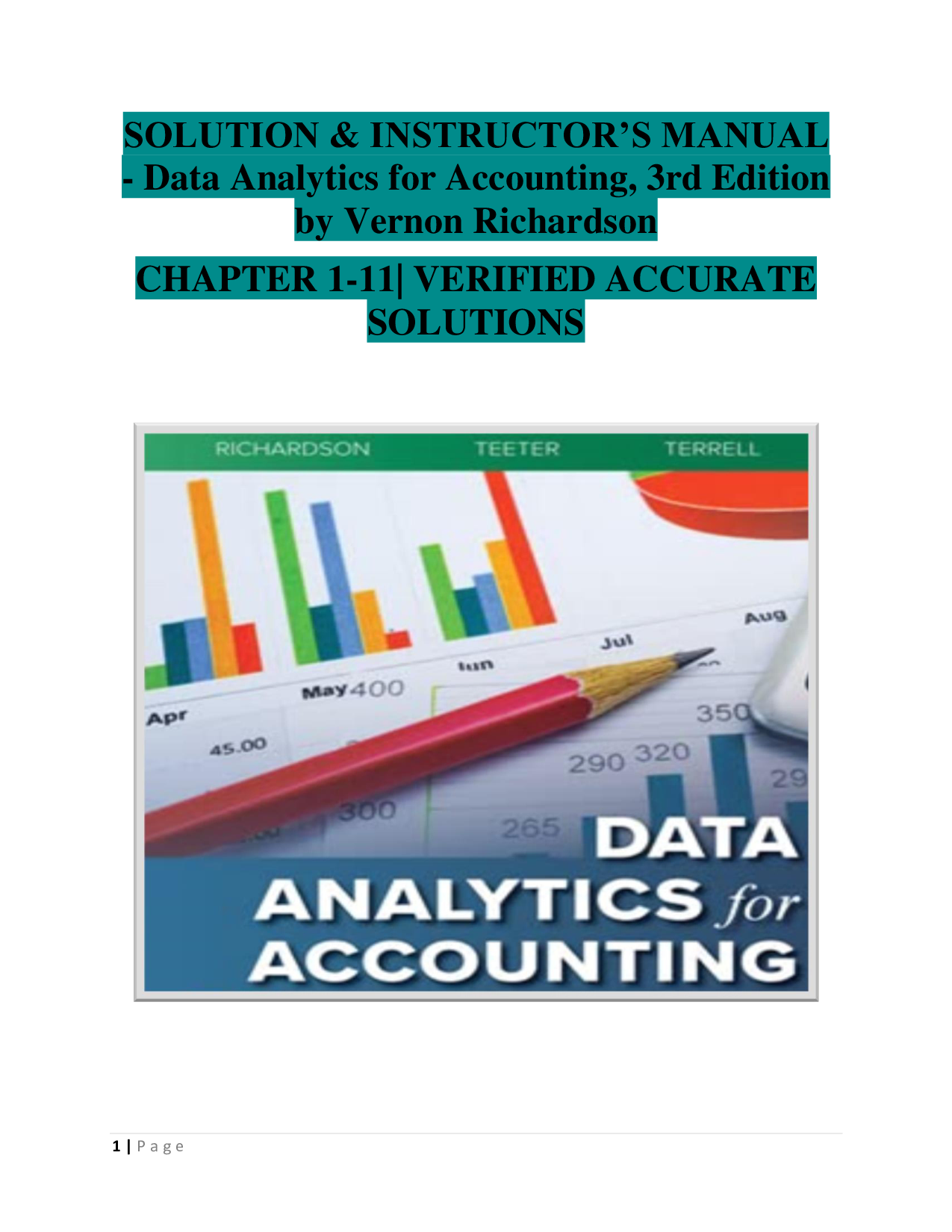 Data Analytics for Accounting, 3rd Edition Solution Manual