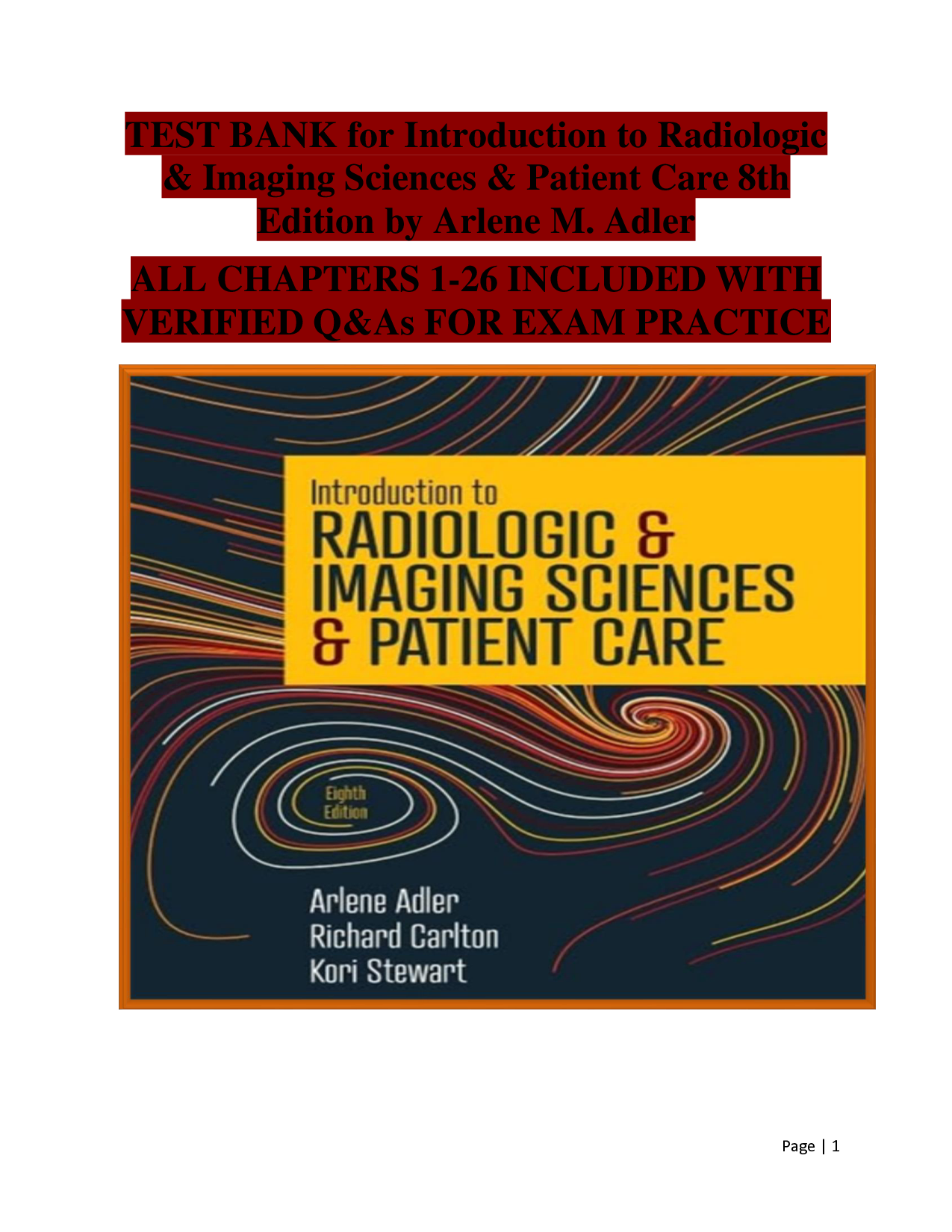 Introduction to Radiologic & Imaging Sciences & Patient Care, 8th Edition Test Bank