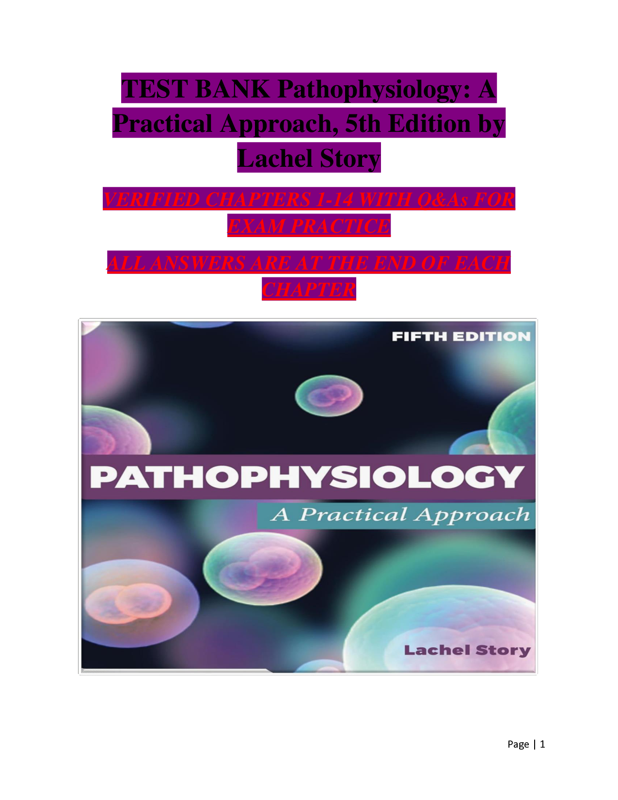 Pathophysiology: A Practical Approach, 5th Edition Test Bank