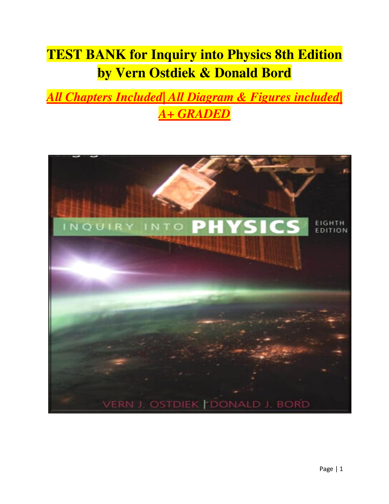 Inquiry into Physics, 8th Edition Test Bank