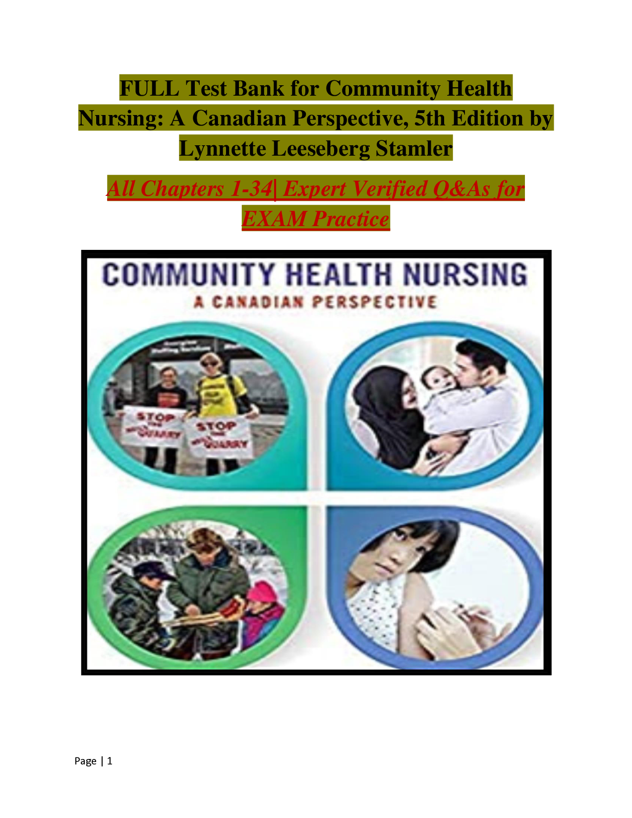 Community Health Nursing: A Canadian Perspective, 5th Edition Test Bank