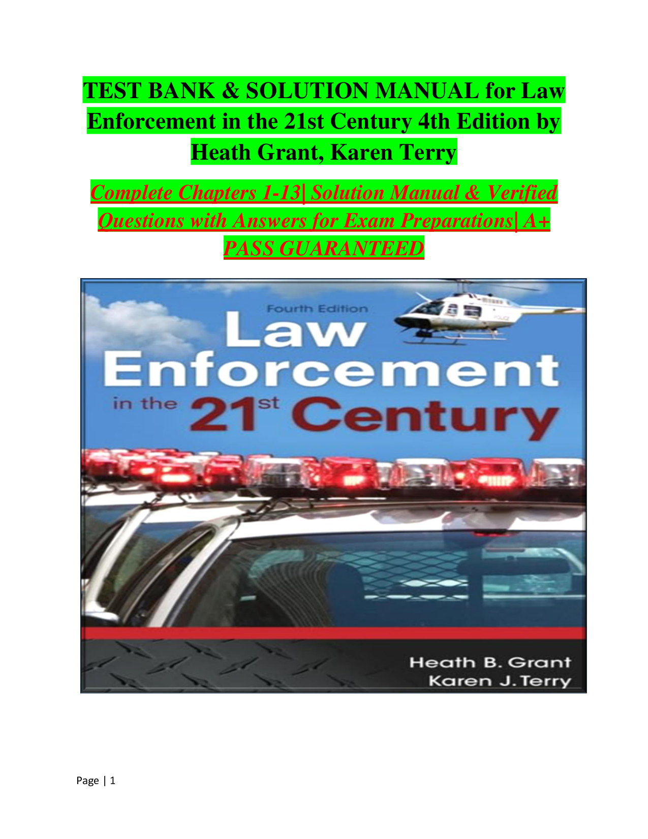 Law Enforcement in the 21st Century, 4th Edition Test Bank & Solution Manual
