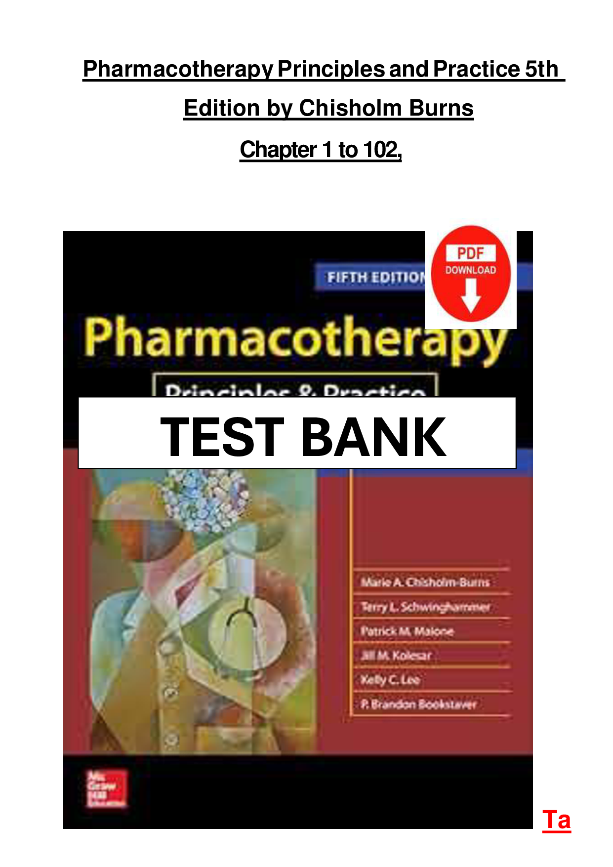 Pharmacotherapy Principles and Practice, 5th Edition Test Bank