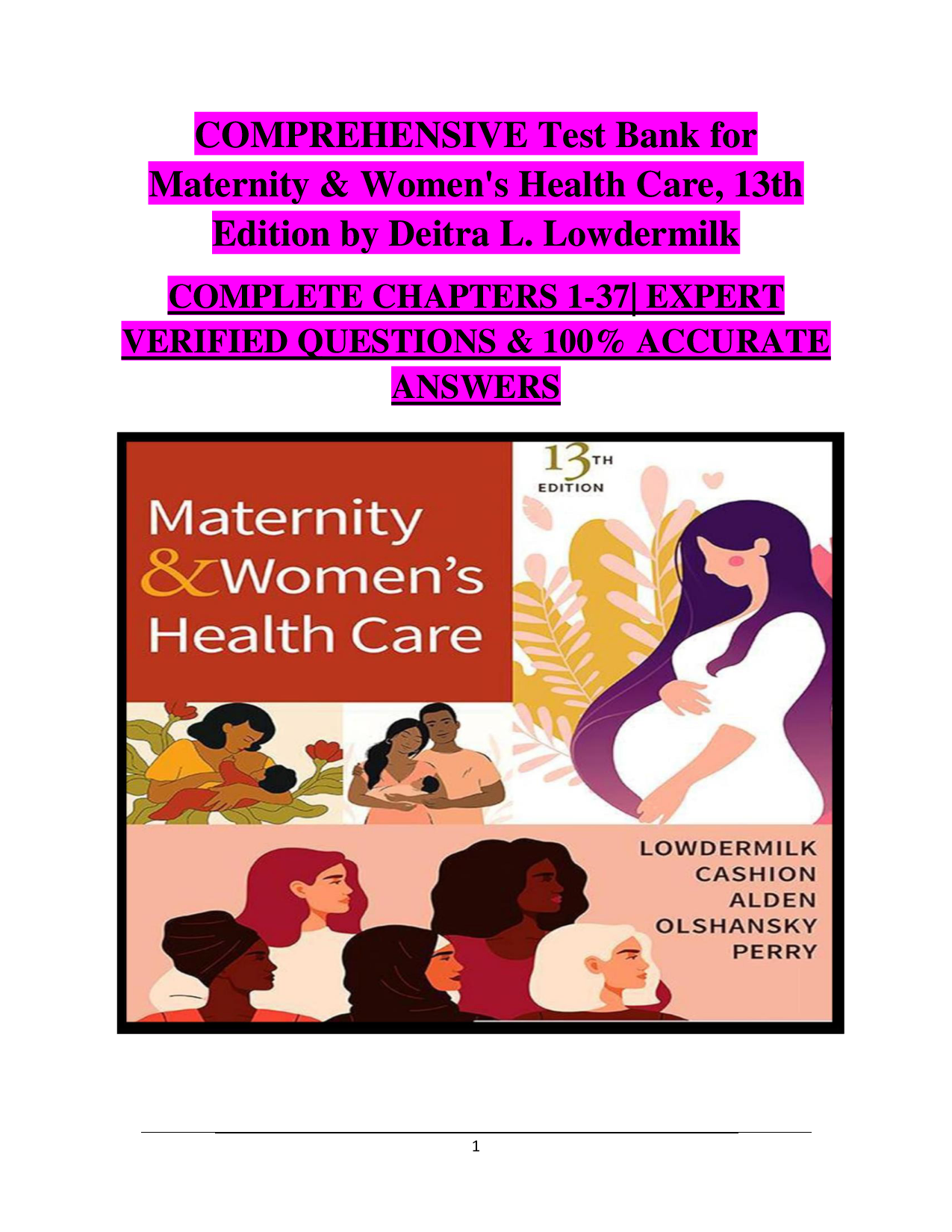 Maternity & Women's Health Care, 13th Edition Test Bank