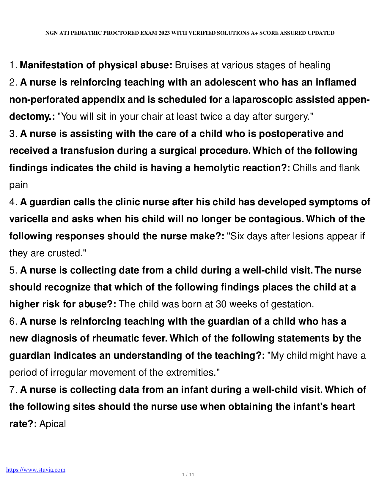 2023 ATI Pediatric Nursing Proctored Exam with Verified Solutions
