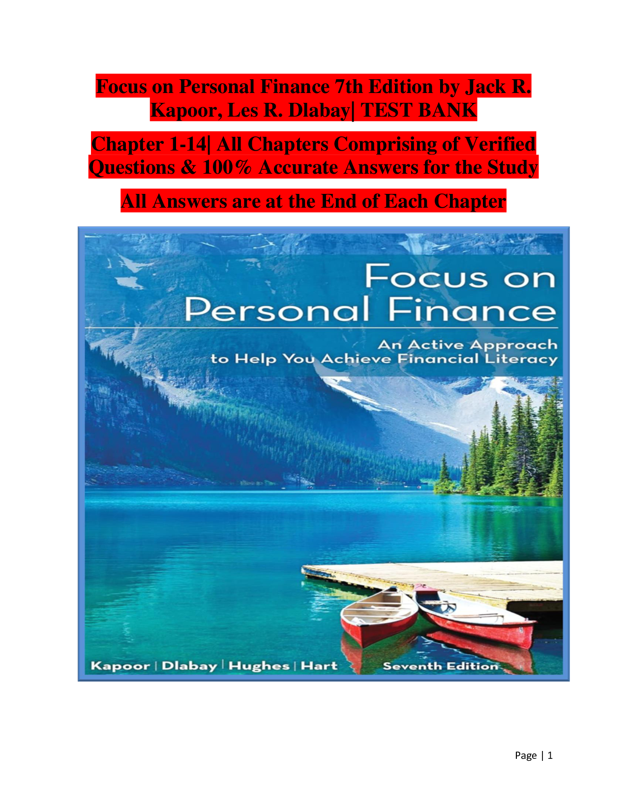 Focus on Personal Finance, 7th Edition Test Bank
