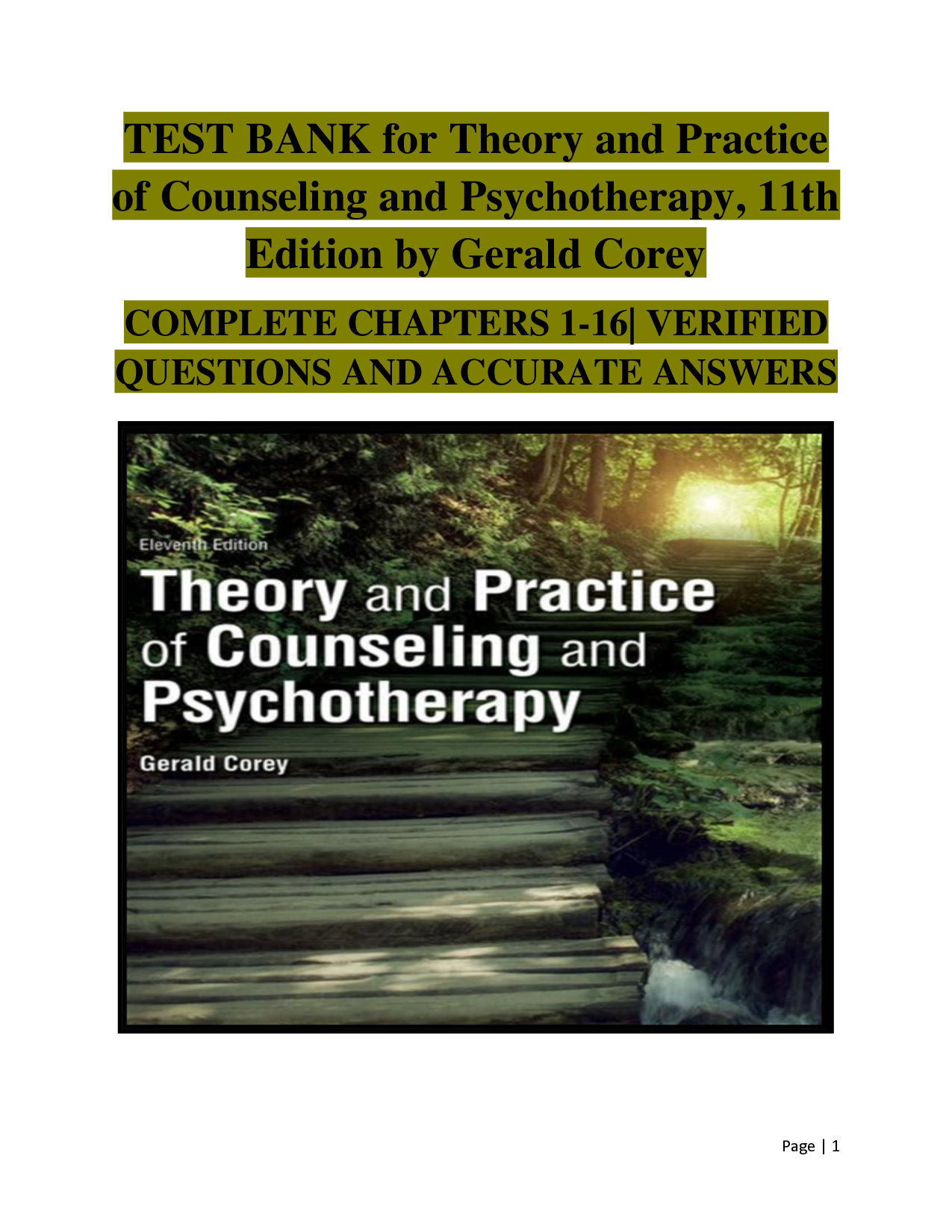 Theory and Practice of Counseling and Psychotherapy, 11th Edition Test Bank