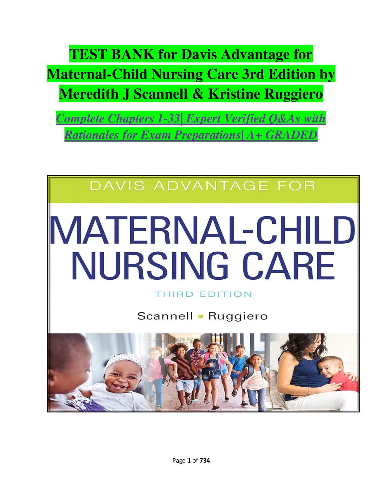 Davis Advantage for Maternal-Child Nursing Care, 3rd Edition Test Bank