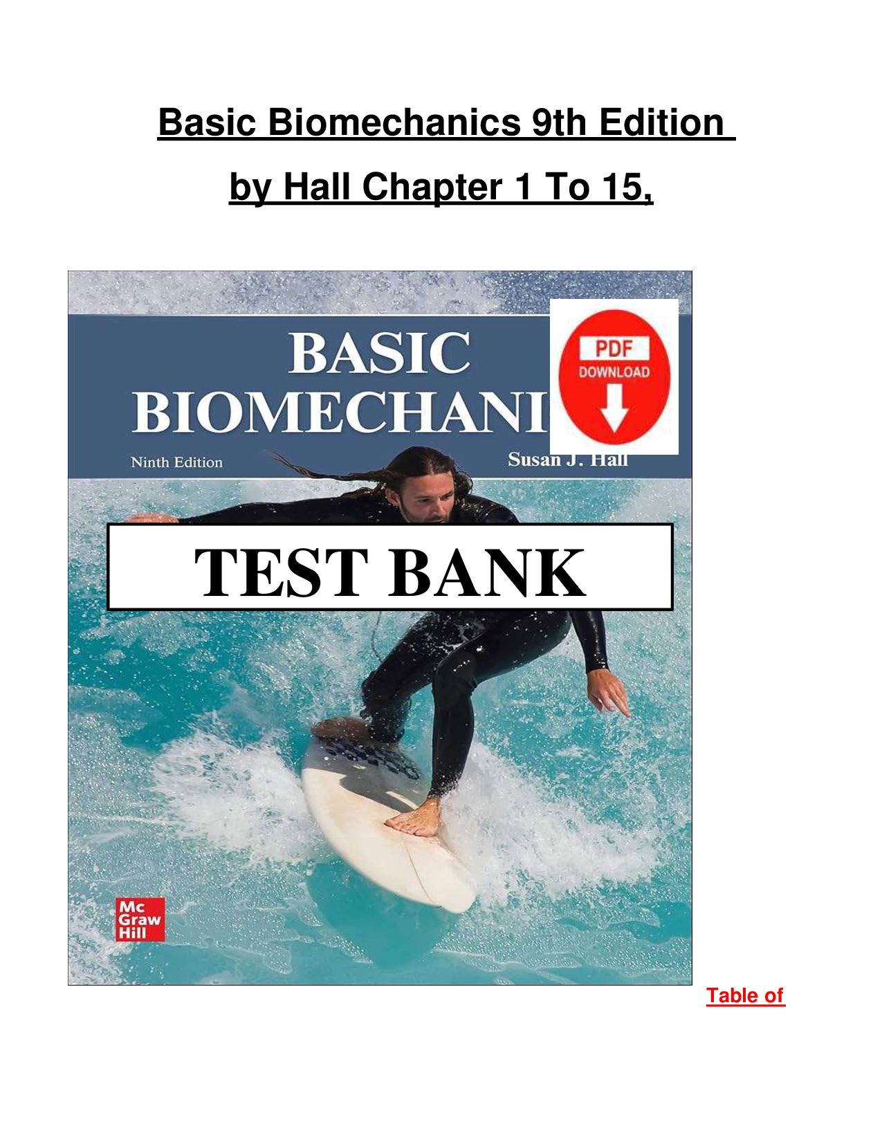 Basic Biomechanics, 9th Edition Test Bank by Hall
