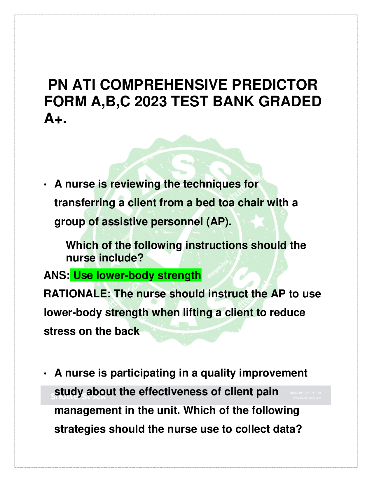 ATI Comprehensive Predictor 2023 Forms A, B, and C Test Bank