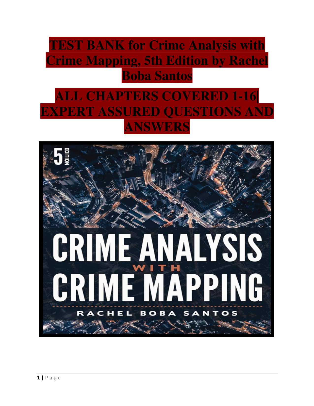 Crime Analysis with Crime Mapping, 5th Edition Test Bank