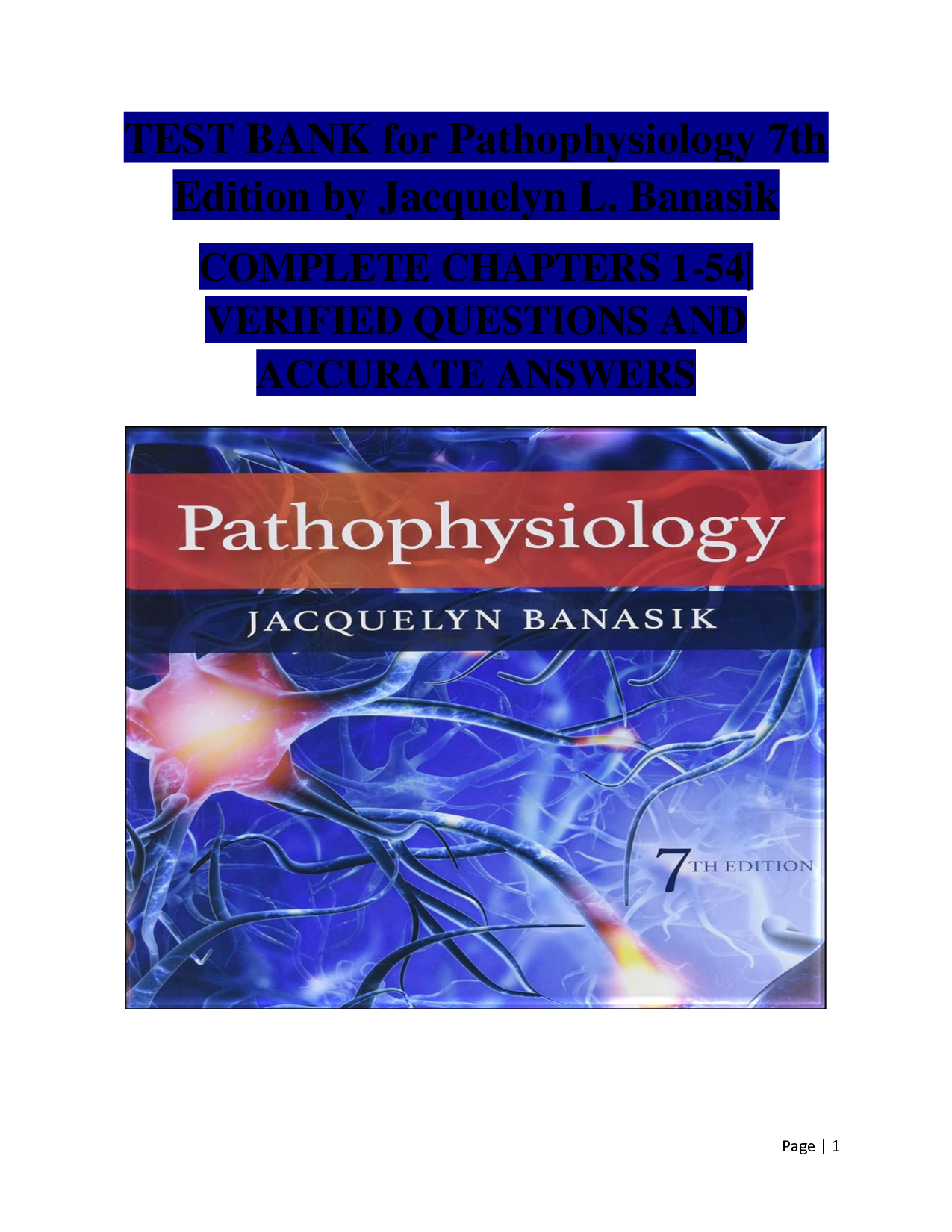 Pathophysiology, 7th Edition by Banasik Test Bank