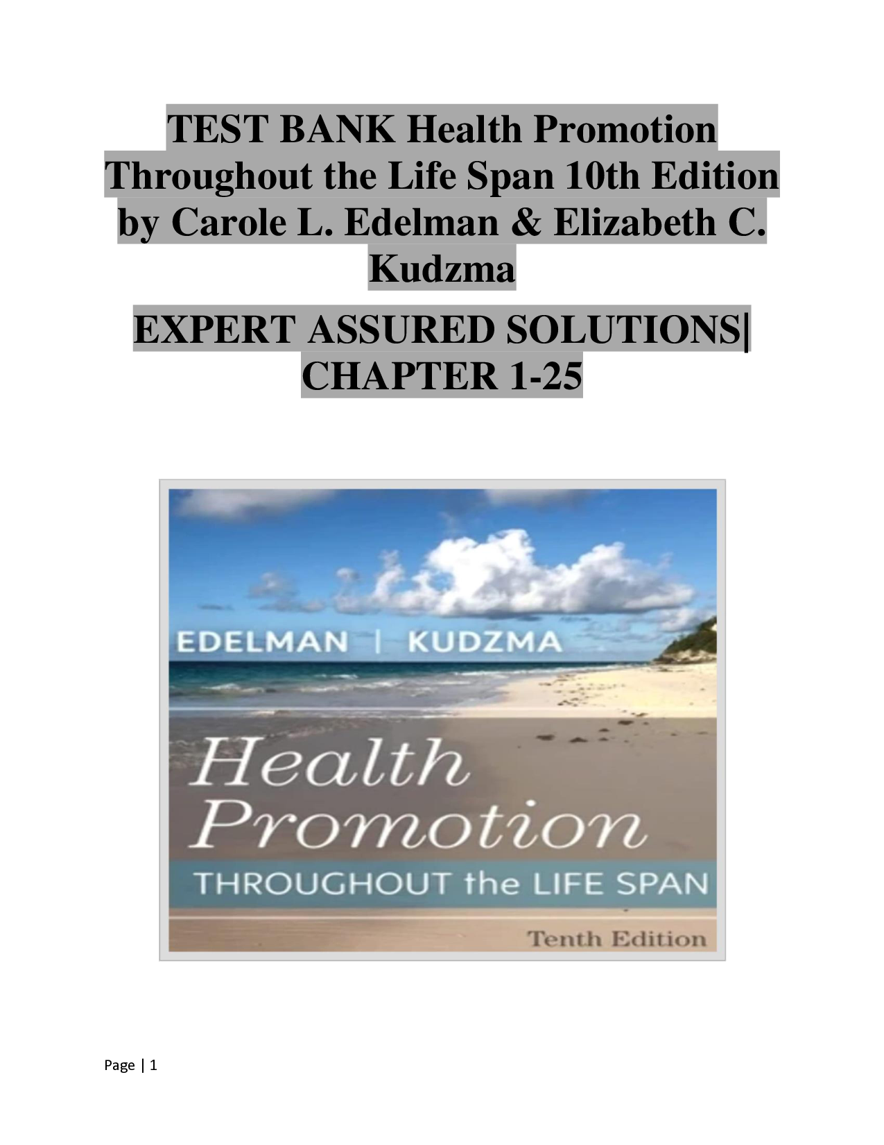 Health Promotion Throughout the Life Span, 10th Edition Test Bank