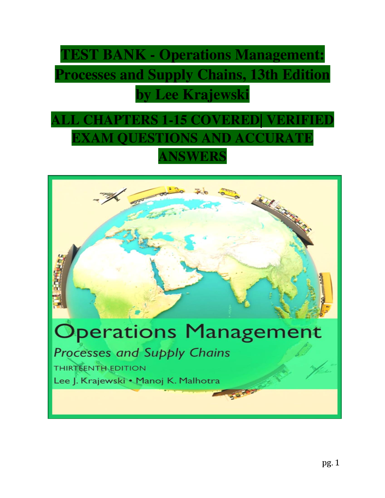 Operations Management: Processes and Supply Chains, 13th Edition Test Bank