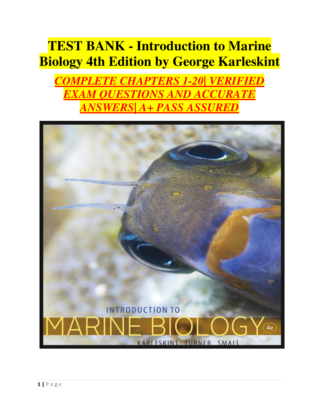 Introduction to Marine Biology, 4th Edition Test Bank