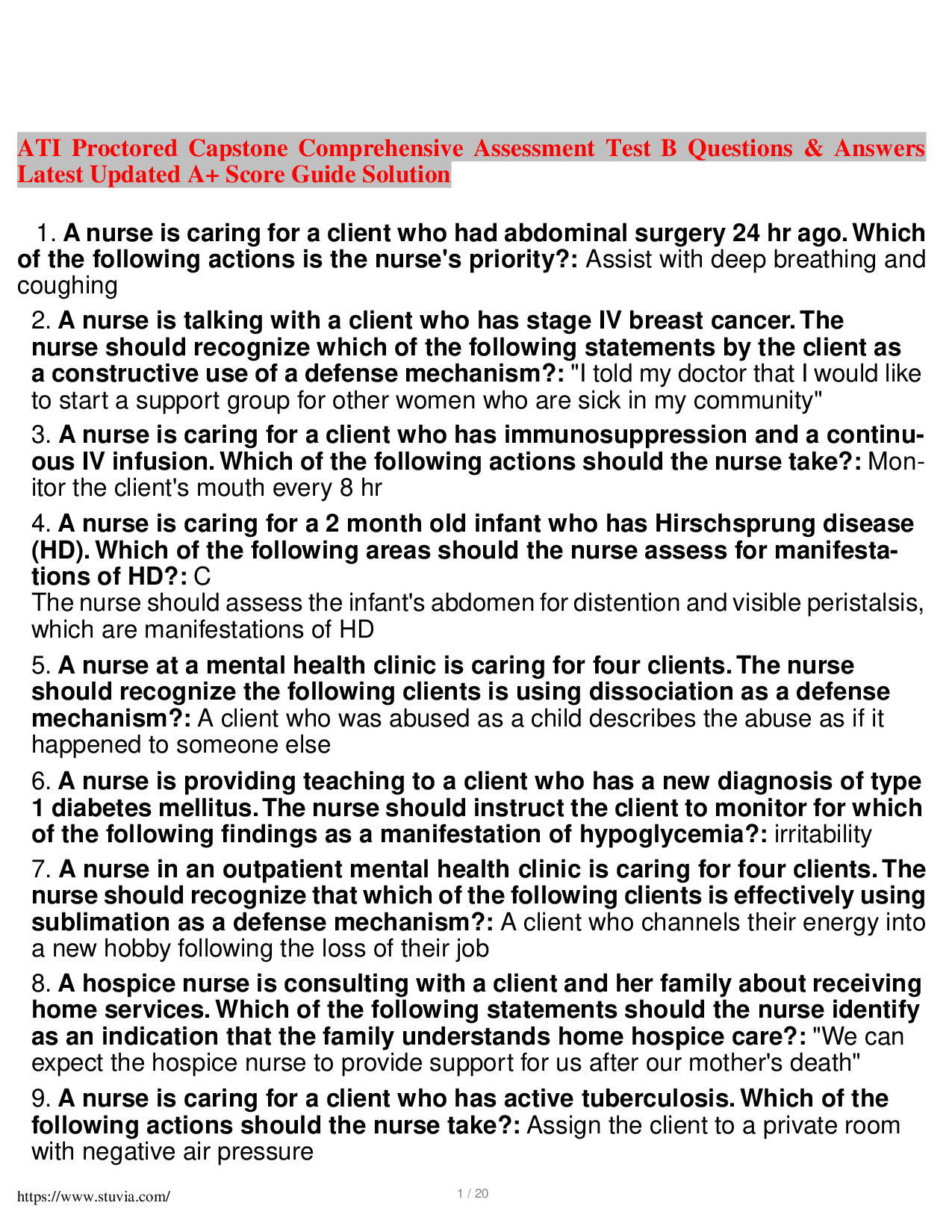 ATI Proctored Capstone Comprehensive Assessment Test B Questions & Answers