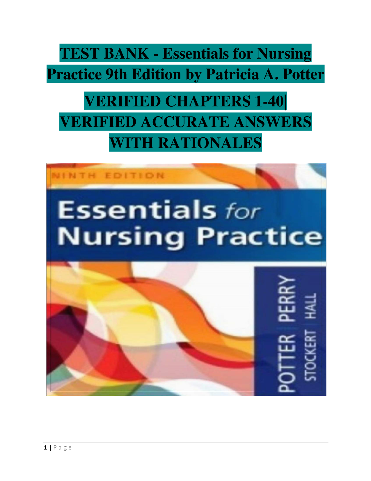 Essentials for Nursing Practice, 9th Edition Test Bank