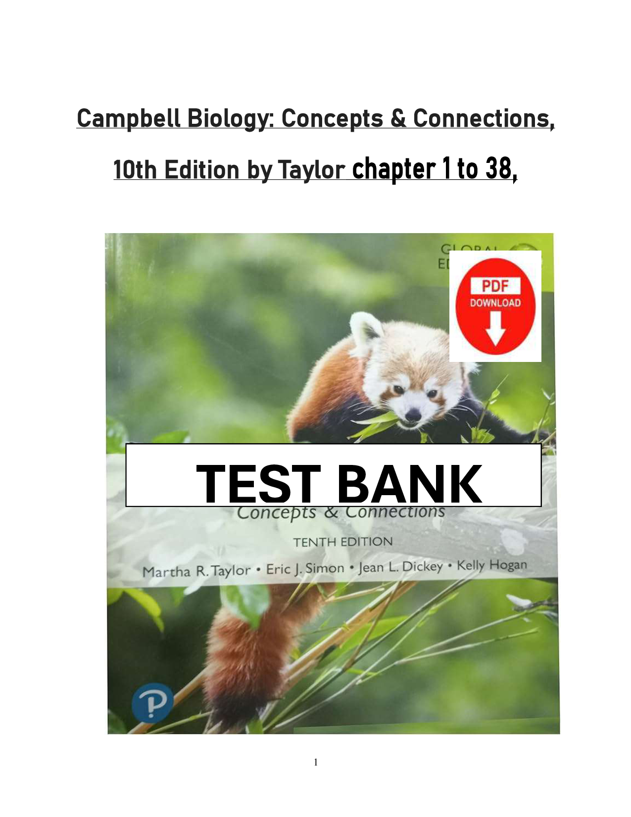 Campbell Biology: Concepts & Connections, 10th Edition Test Bank