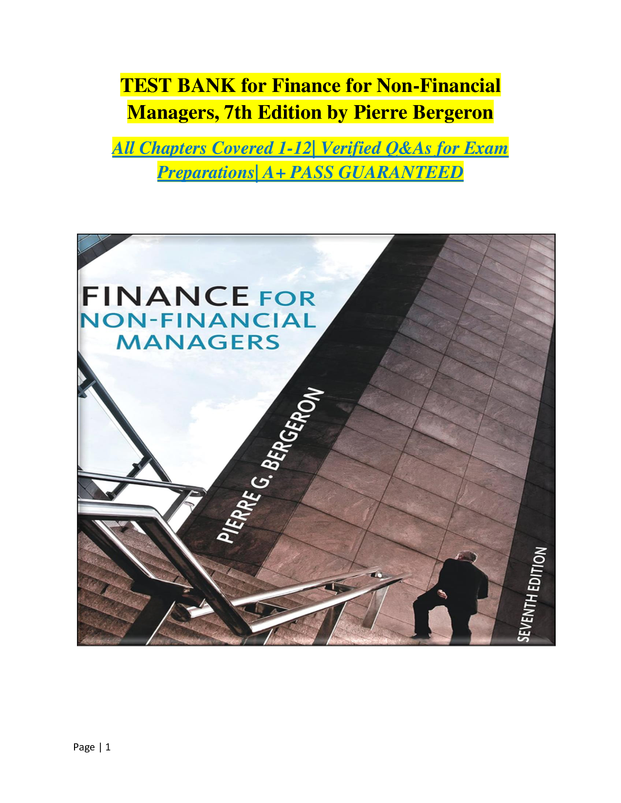 Finance for Non-Financial Managers, 7th Edition Test Bank