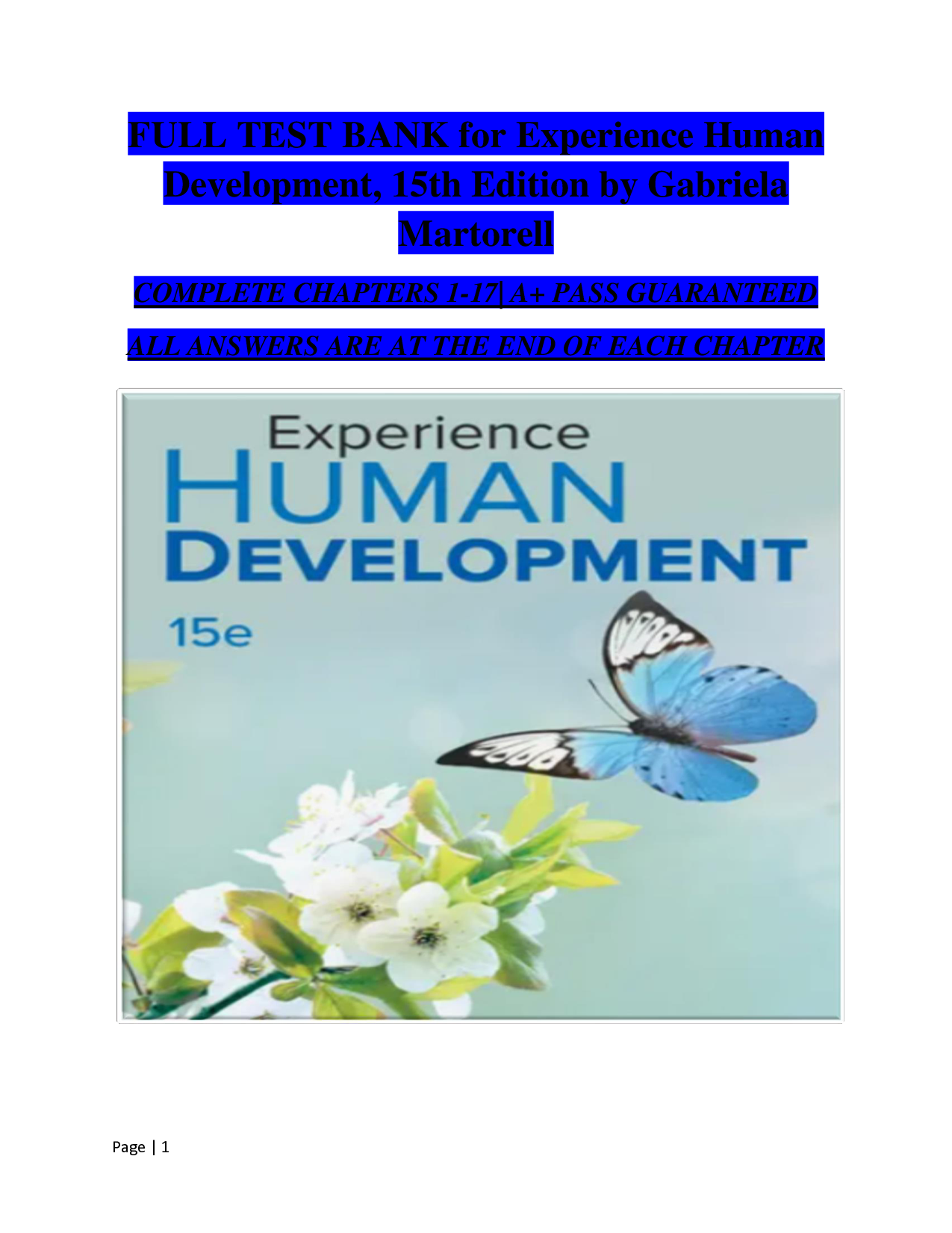 Experience Human Development, 15th Edition Test Bank