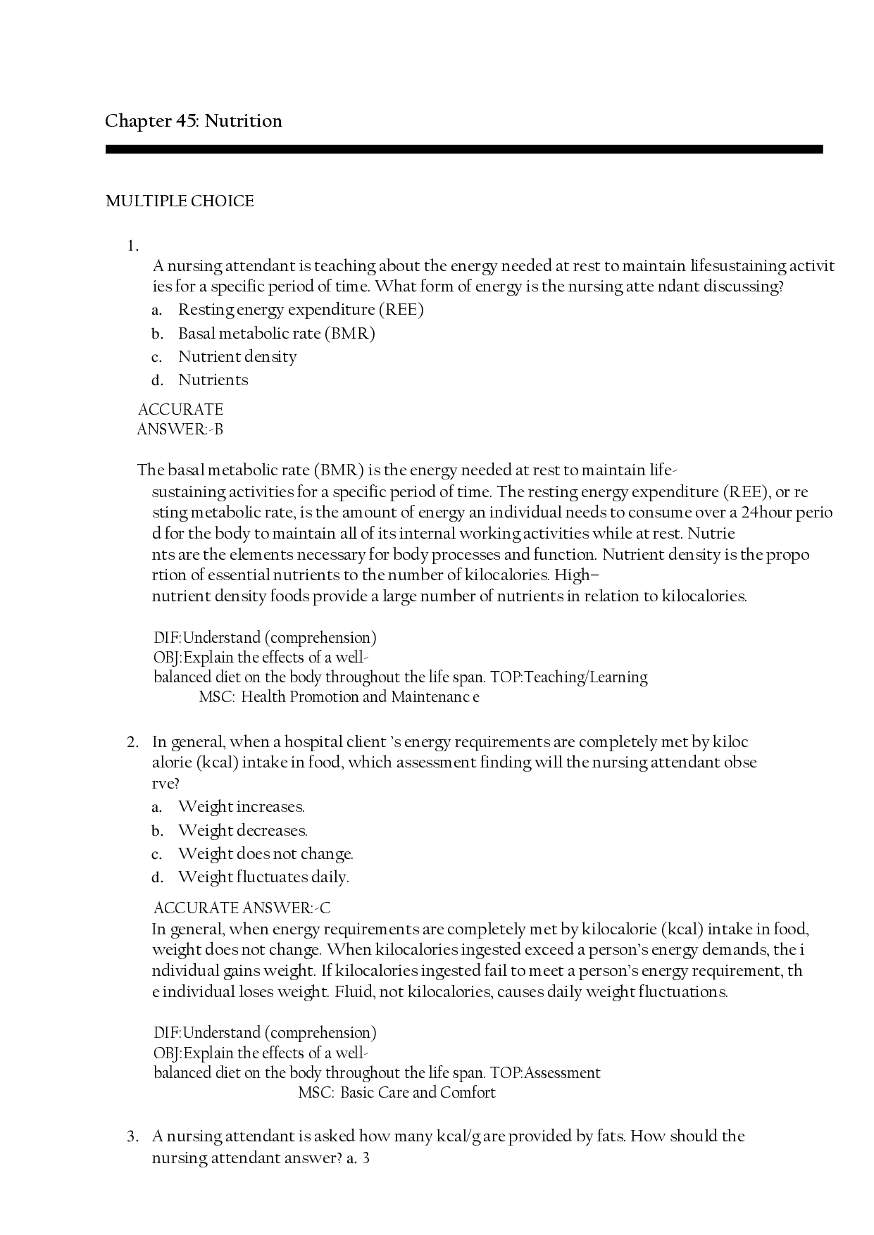 Nutrition Chapter 45 Test Bank