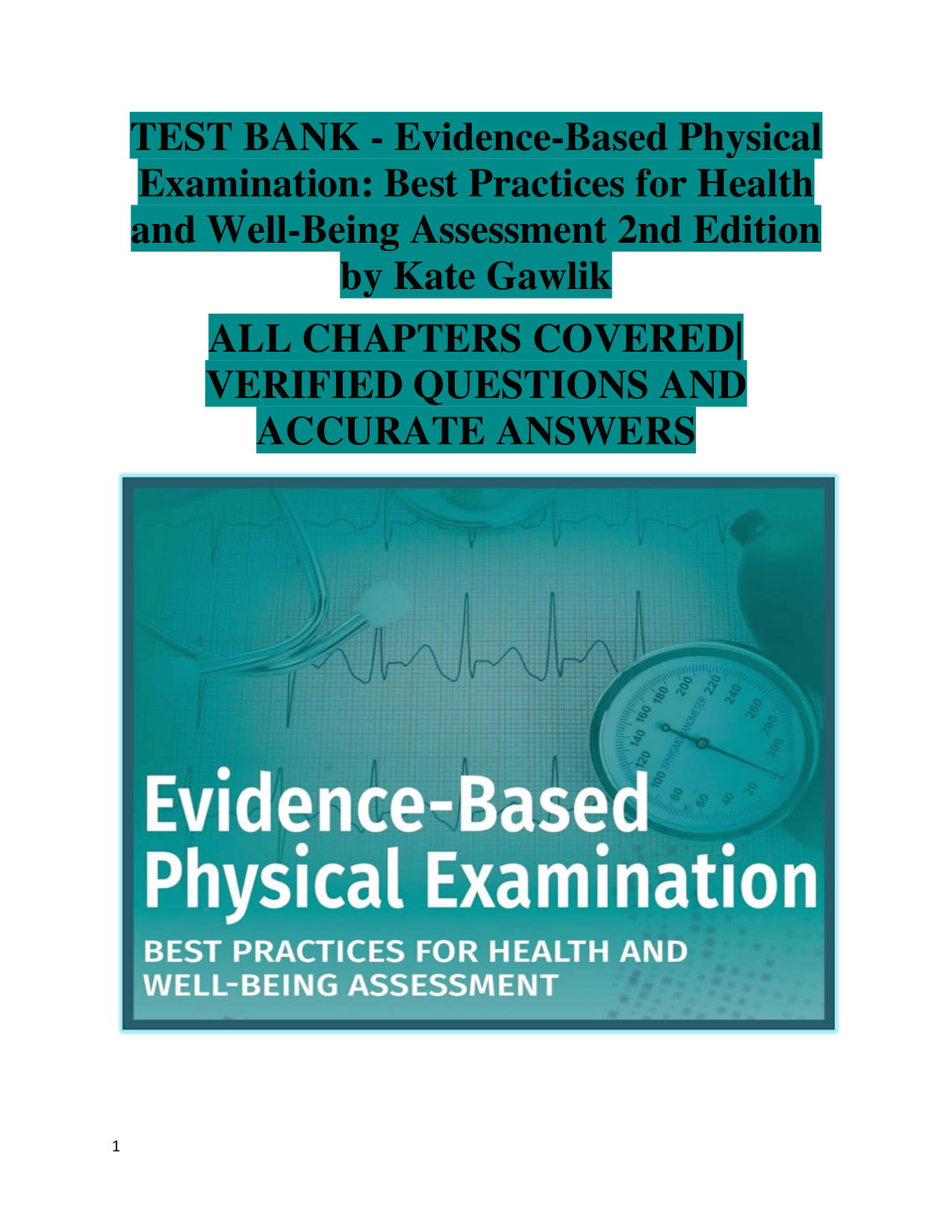Evidence-Based Physical Examination: Best Practices for Health and Well-Being Assessment, 2nd Edition Test Bank