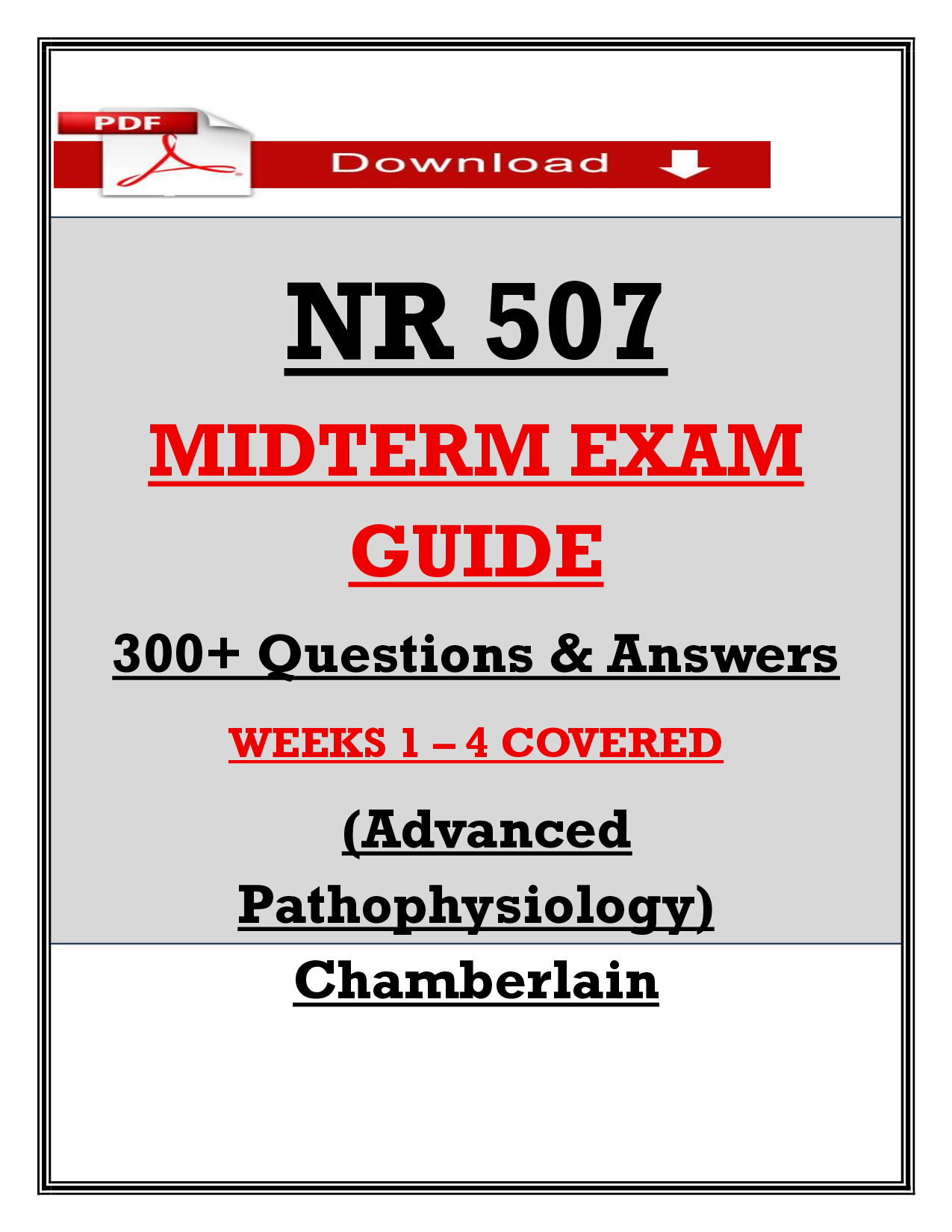 Advanced Pathophysiology NR 507 Midterm Exam Study Guide