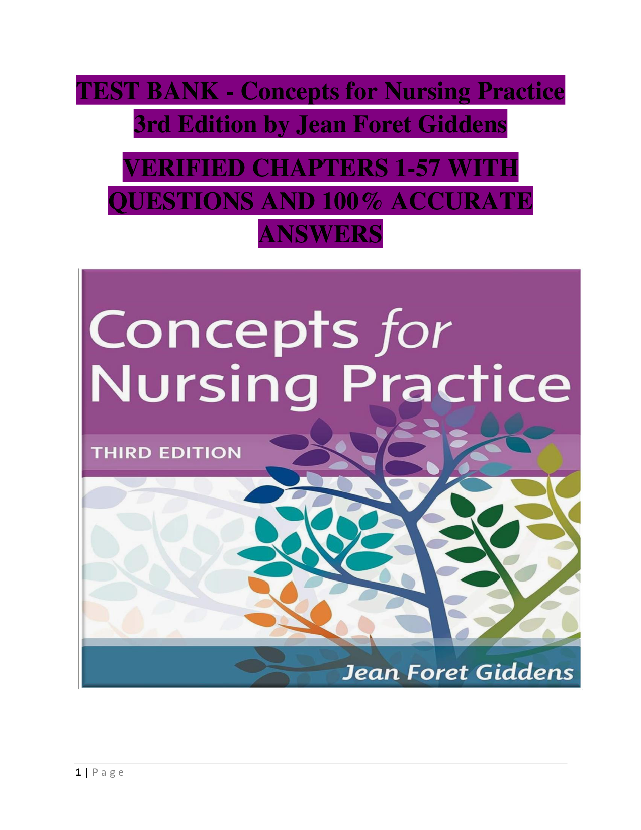 Concepts for Nursing Practice, 3rd Edition Test Bank