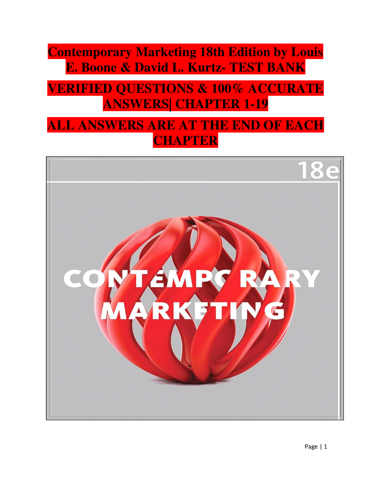 Contemporary Marketing, 18th Edition Test Bank