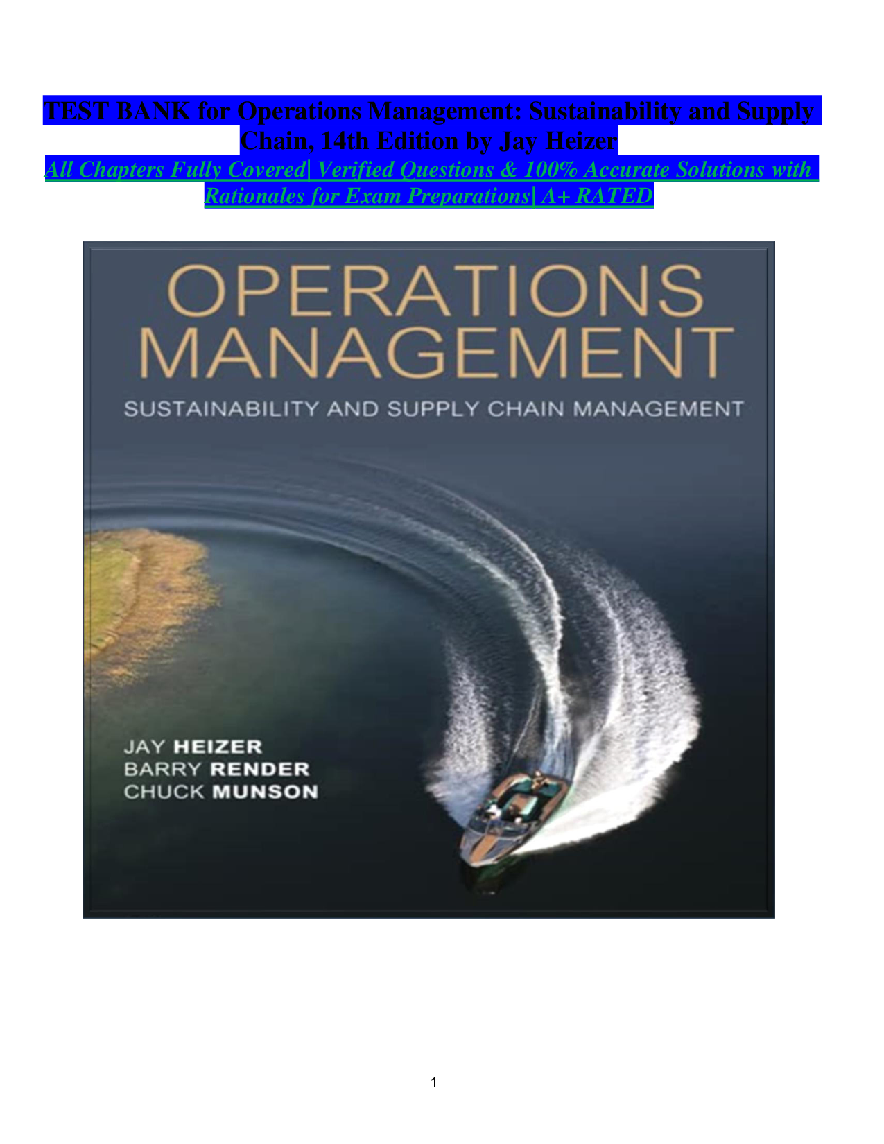 Operations Management: Sustainability and Supply Chain, 14th Edition Test Bank