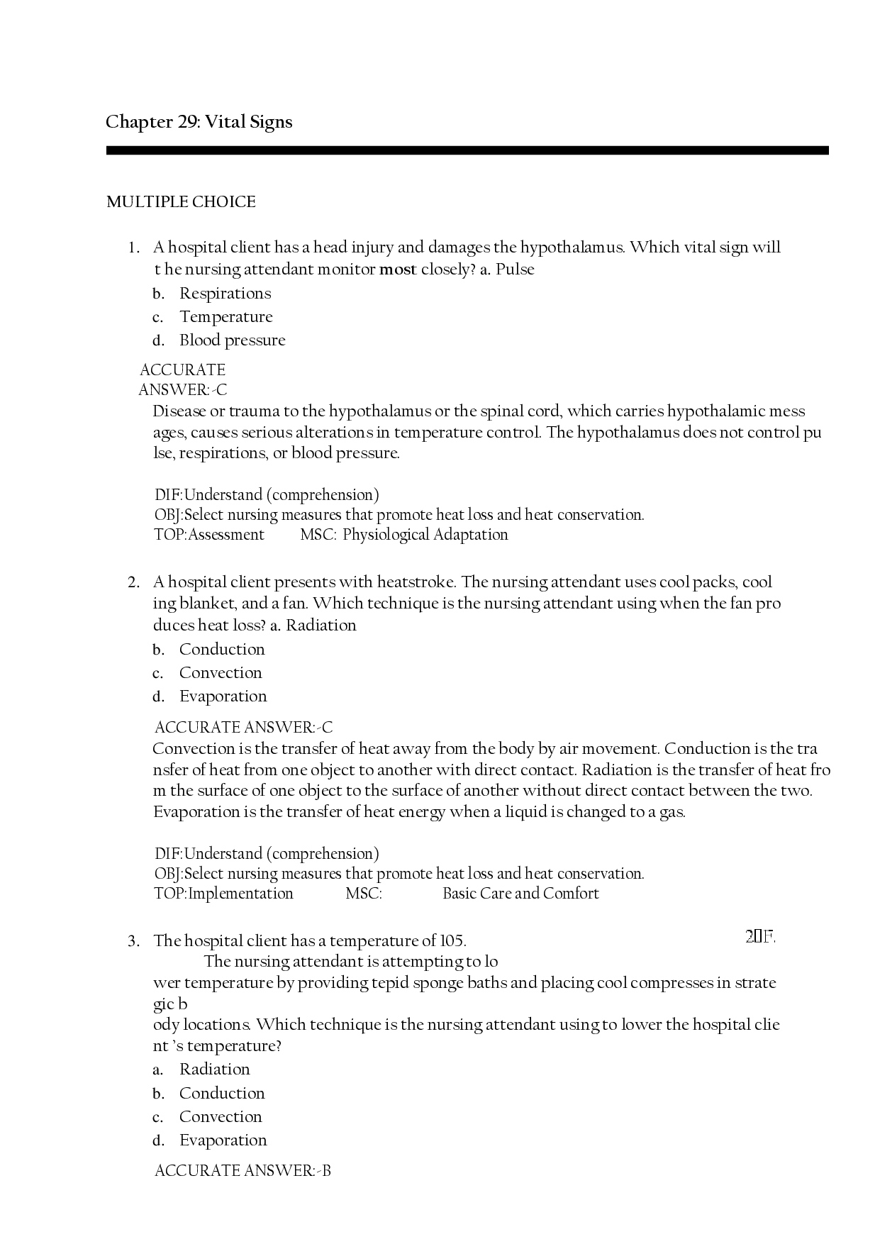 Vital Signs Chapter 29 Test Bank