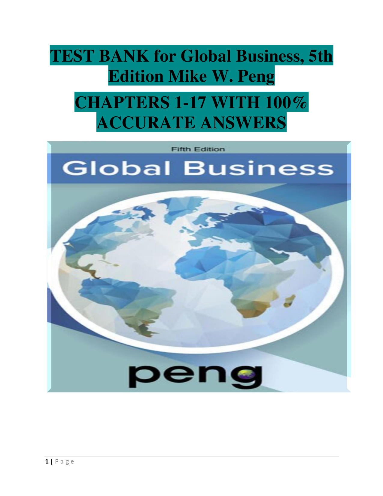 Global Business, 5th Edition by Mike W. Peng Test Bank