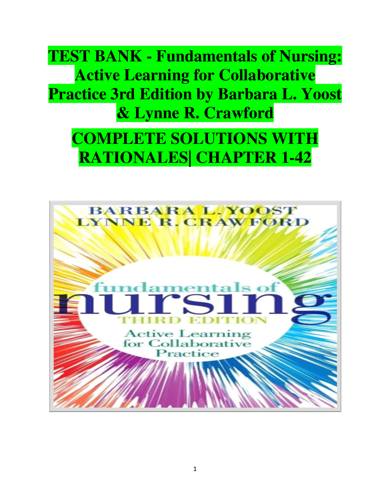 Fundamentals of Nursing: Active Learning for Collaborative Practice, 3rd Edition Test Bank