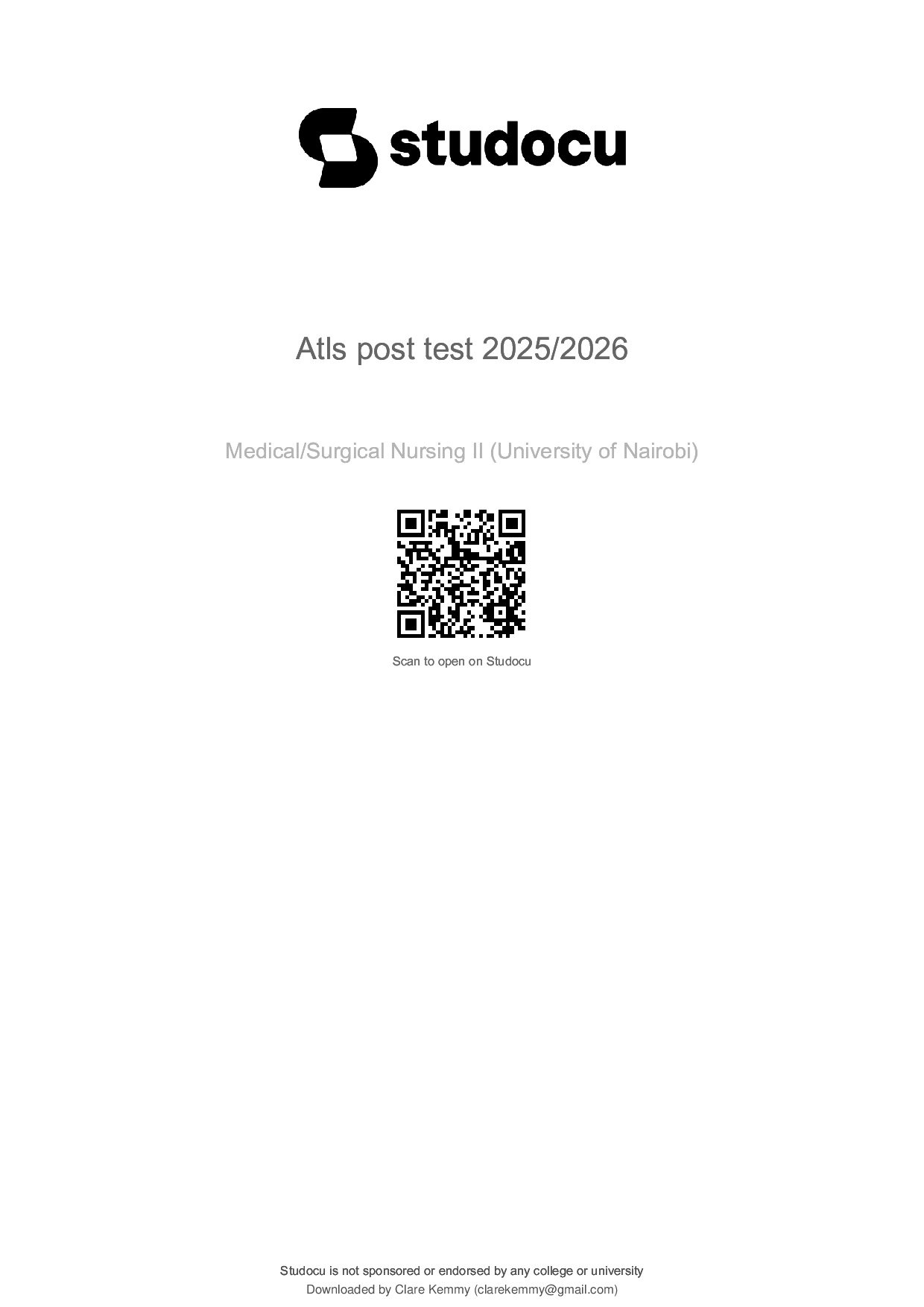 ATLS Post Test Bank (2025-2026), 10th Edition