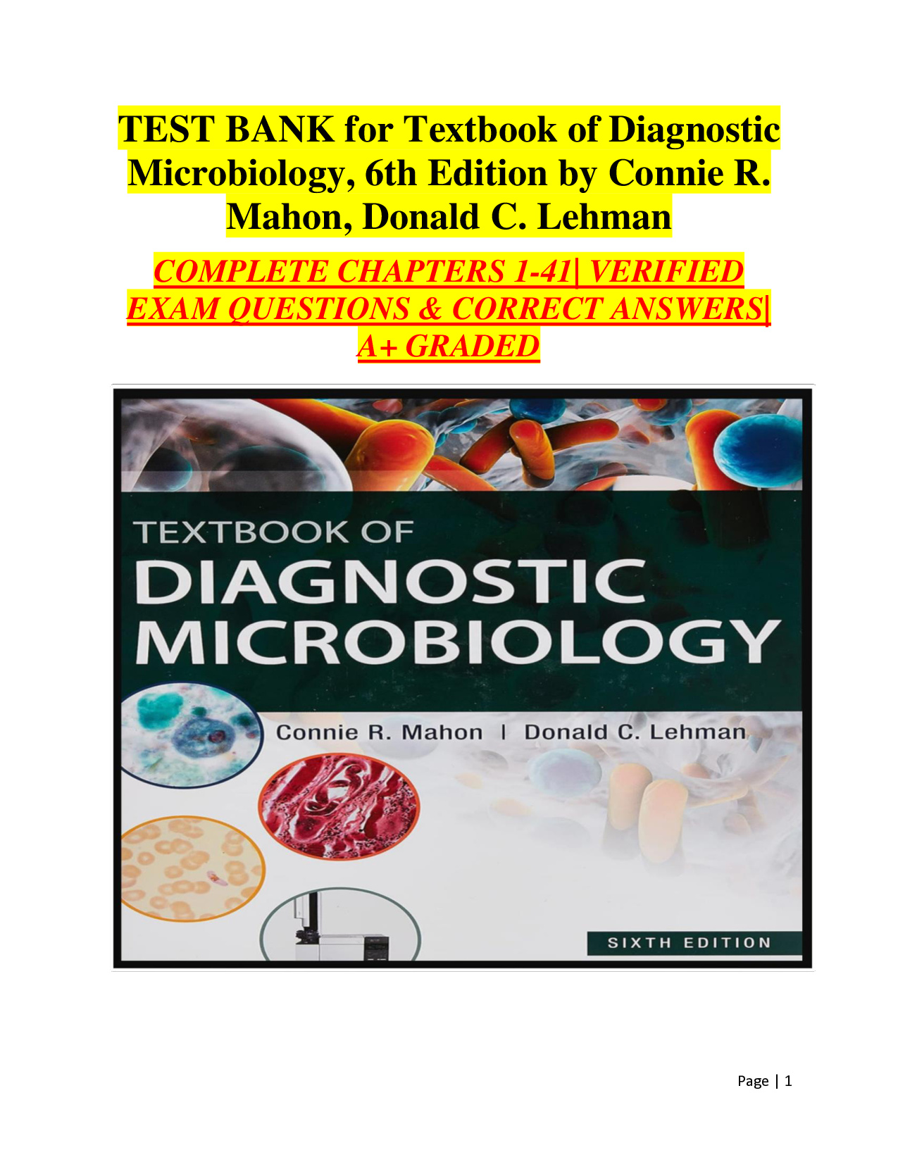 Textbook of Diagnostic Microbiology, 6th Edition Test Bank