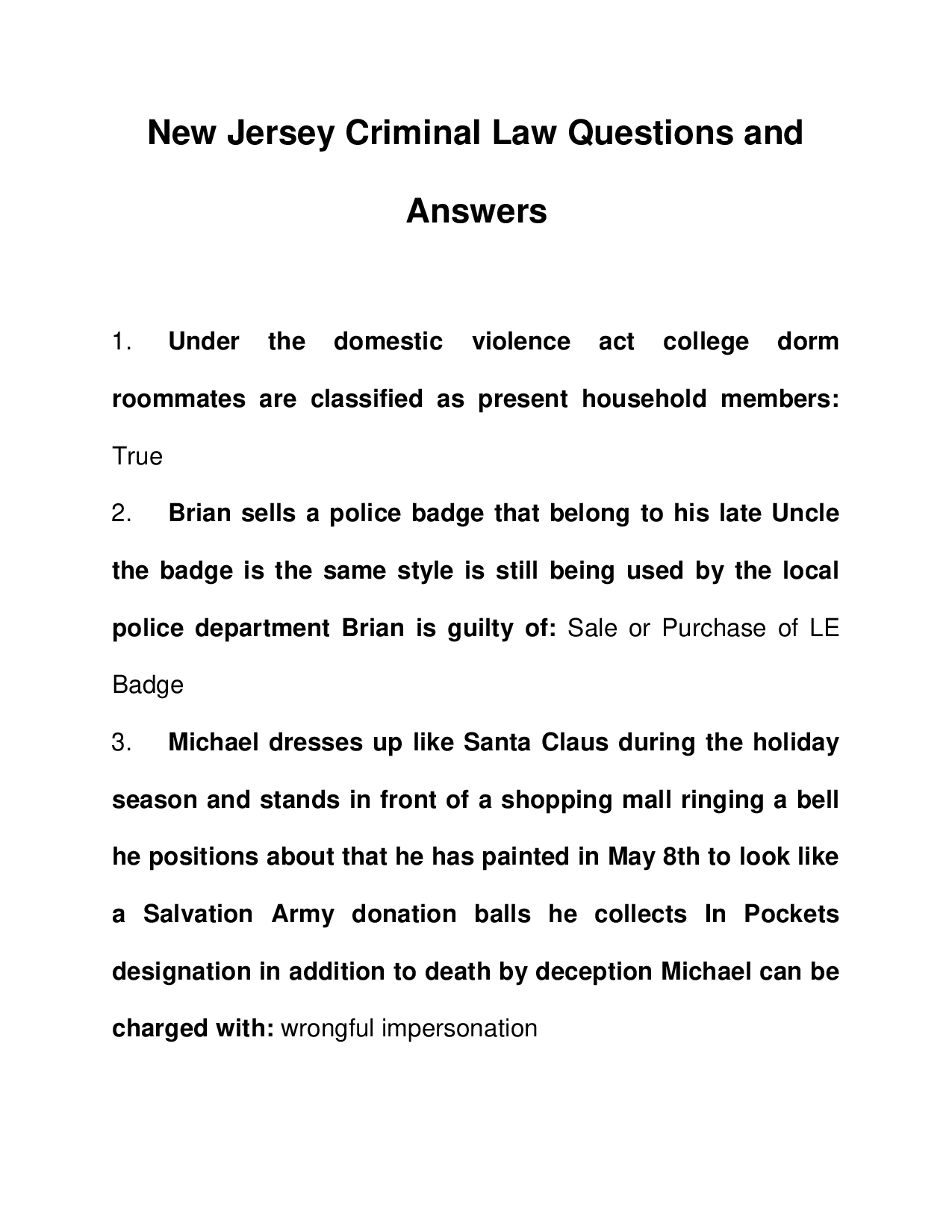 Mastering New Jersey Criminal Law: Practice Questions