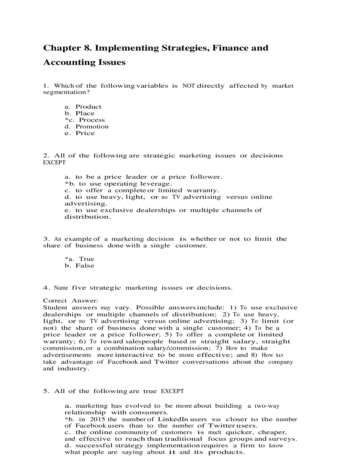 Strategic Management Chapter 8: Implementing Strategies Test Bank
