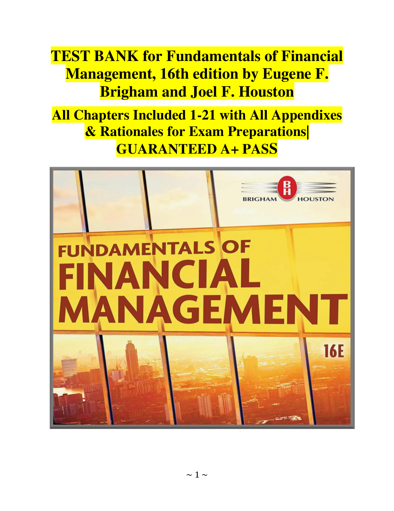 Fundamentals of Financial Management, 16th Edition Test Bank