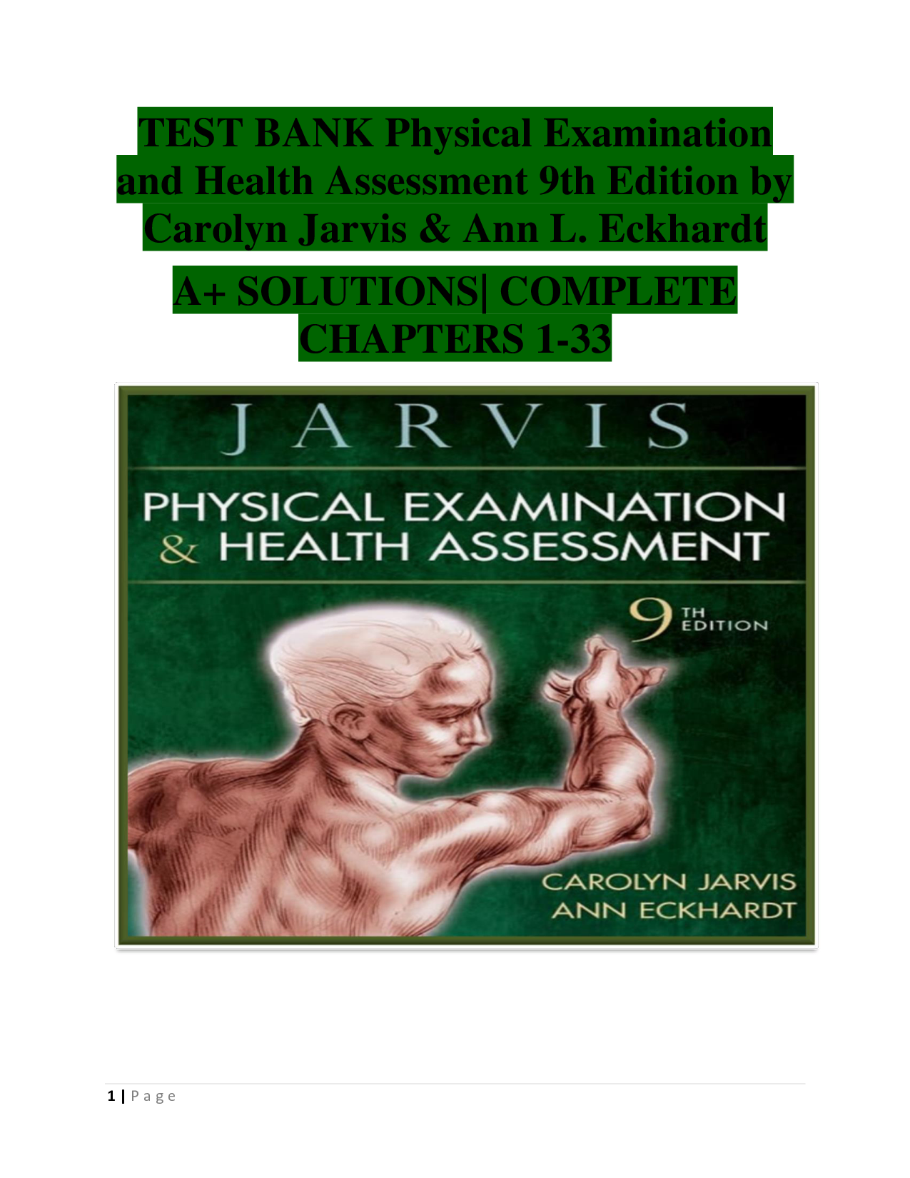 Physical Examination and Health Assessment, 9th Edition Test Bank