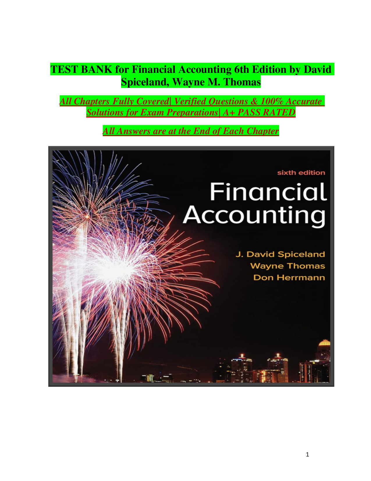 Financial Accounting, 6th Edition Test Bank by Spiceland and Thomas