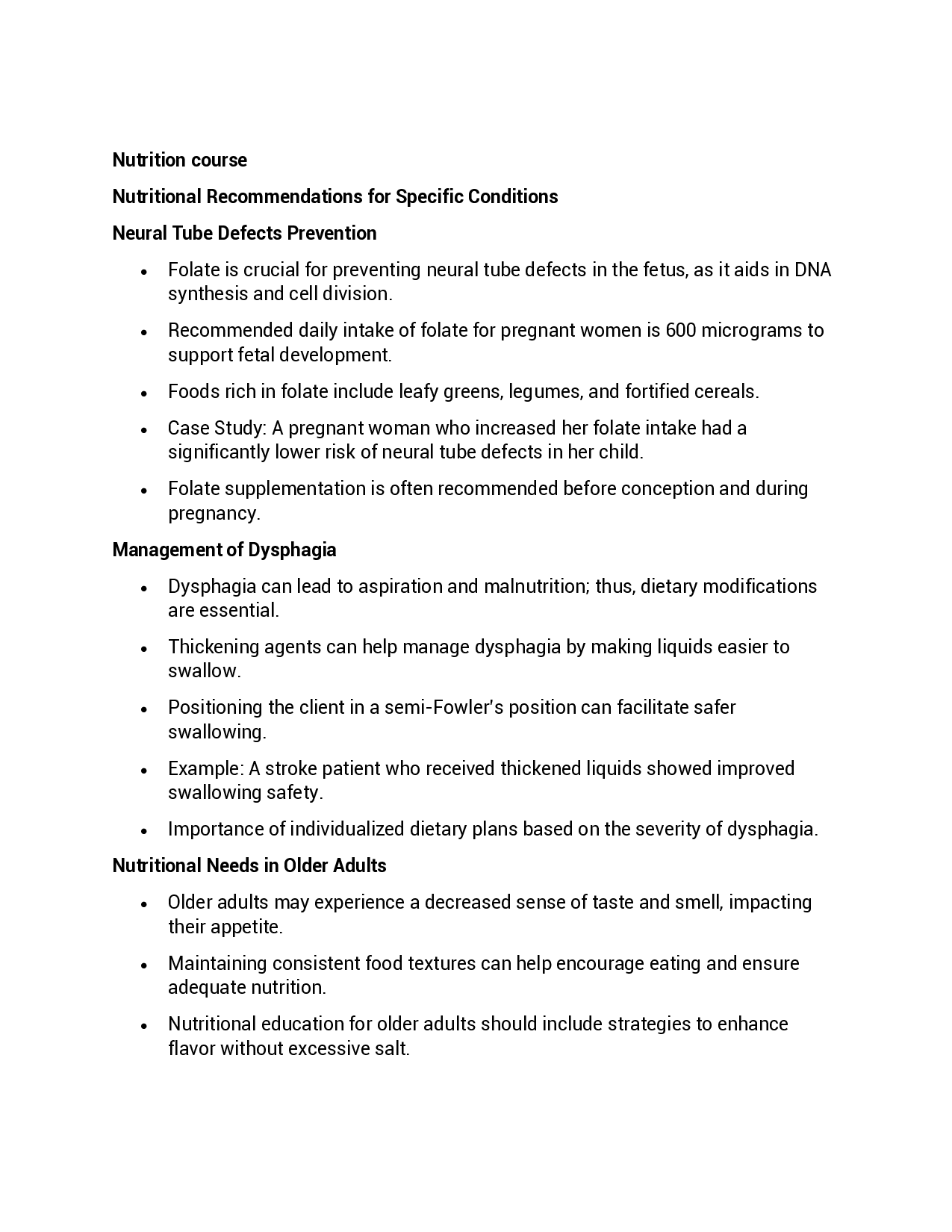 Nursing Nutrition and Dietary Management Study Guide